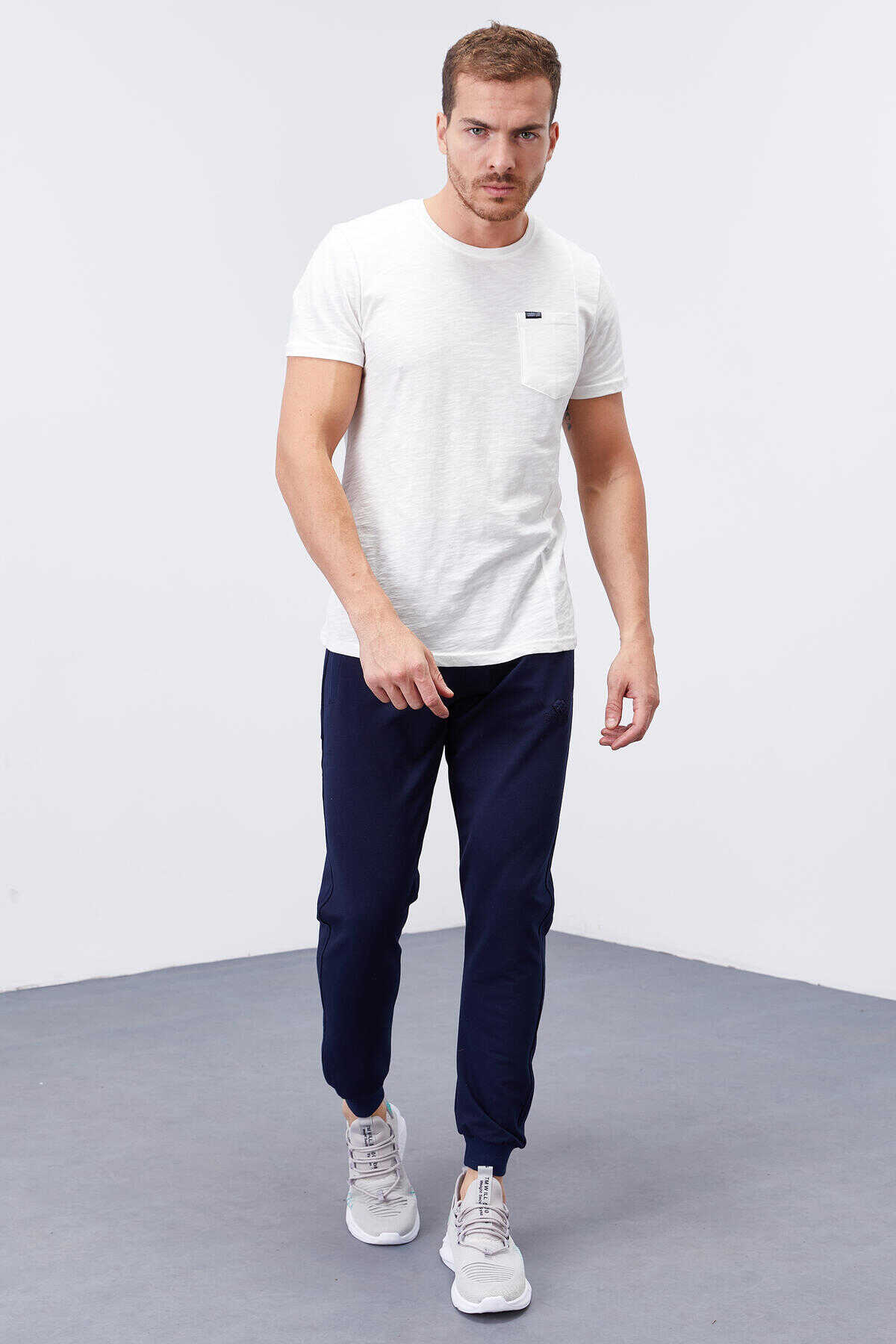 Tommylife Toptan Siyah Fermuar Cepli Dar Kalıp Jogger Erkek Eşofman Alt - 84343
