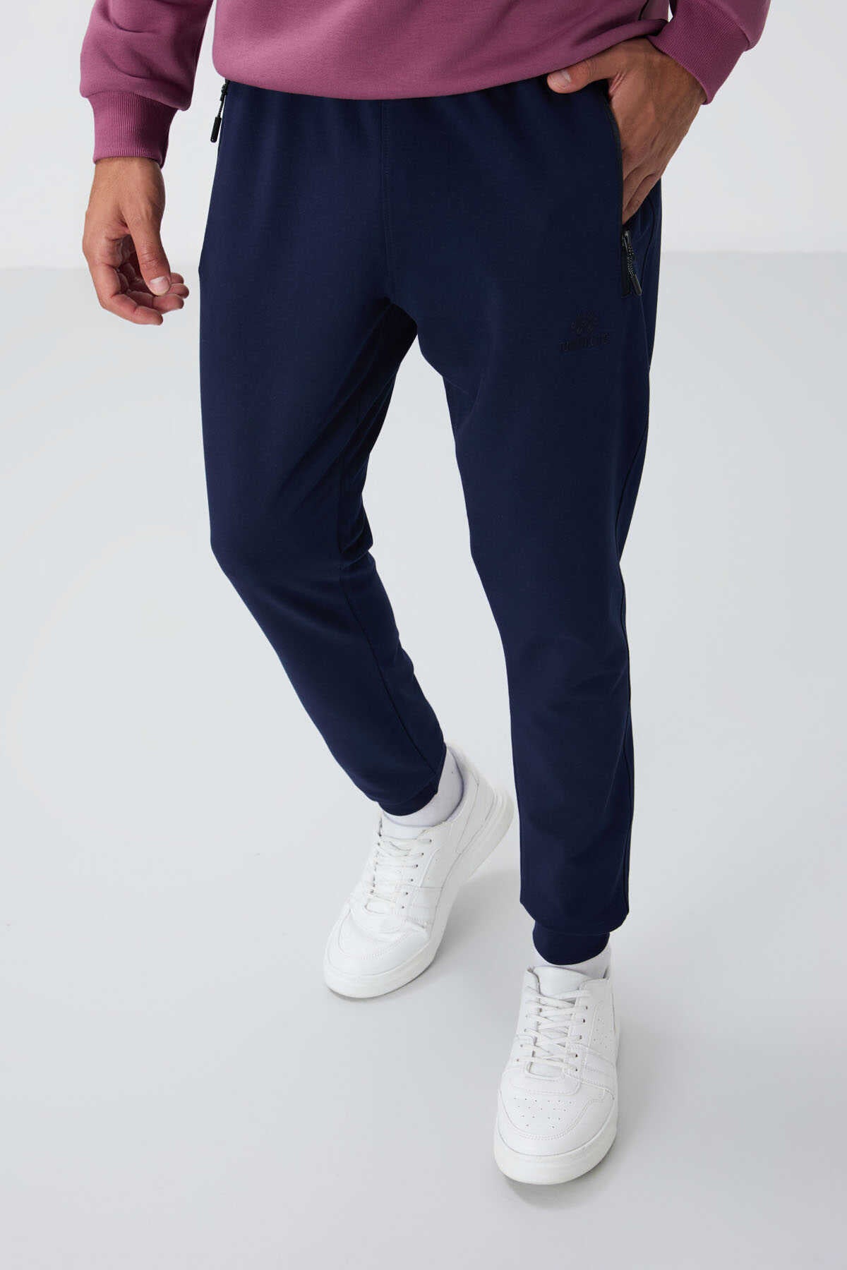 Tommylife Toptan Siyah Fermuar Cepli Standart Kalıp Jogger Erkek Eşofman Alt - 84651