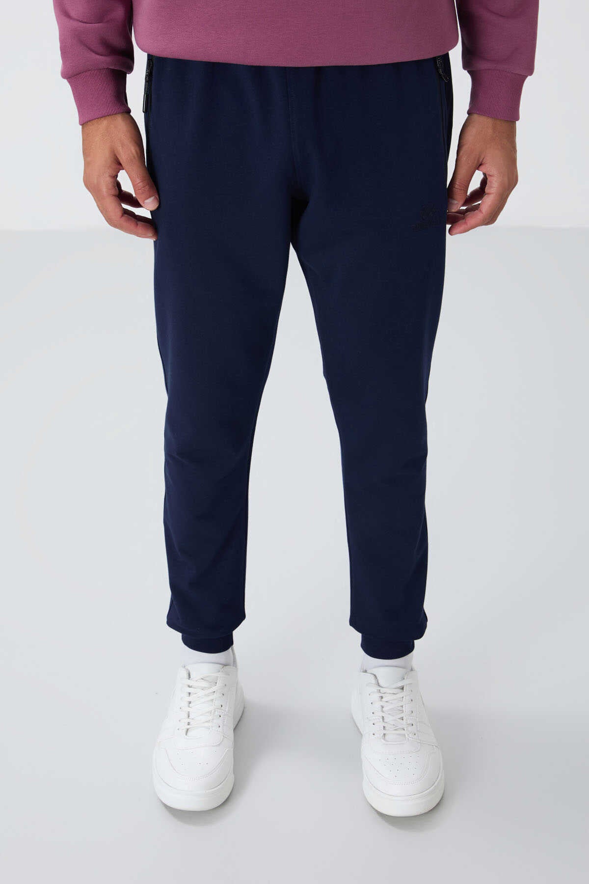 Tommylife Toptan Siyah Fermuar Cepli Standart Kalıp Jogger Erkek Eşofman Alt - 84651