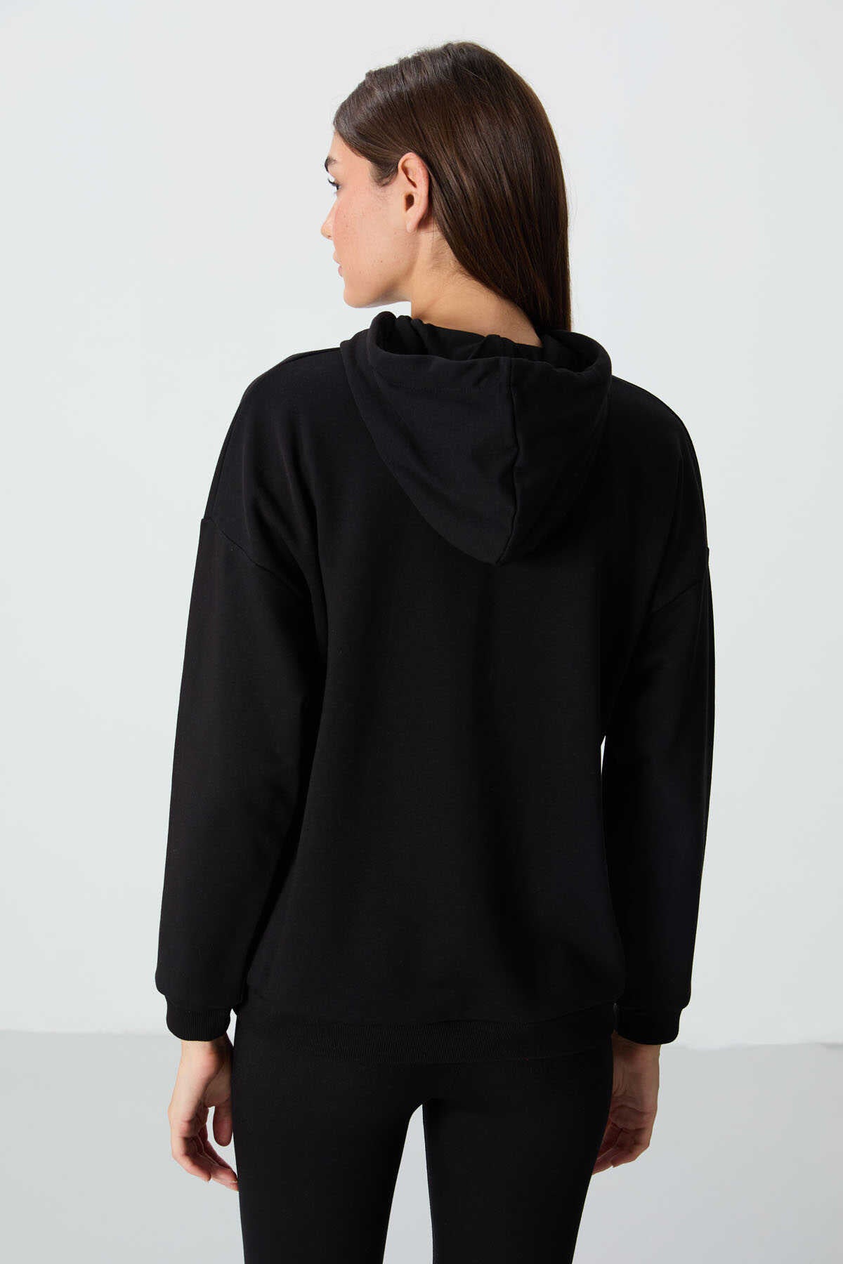 Tommylife Wholesale Hooded Oversized Women's Sweatshirt 97291 Black