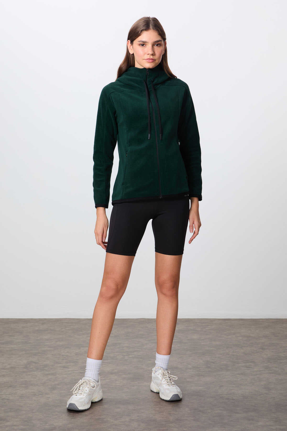 Tommylife Wholesale Hooded Standard Fit Zippered Women's Fleece Sweatshirt 97287 Black