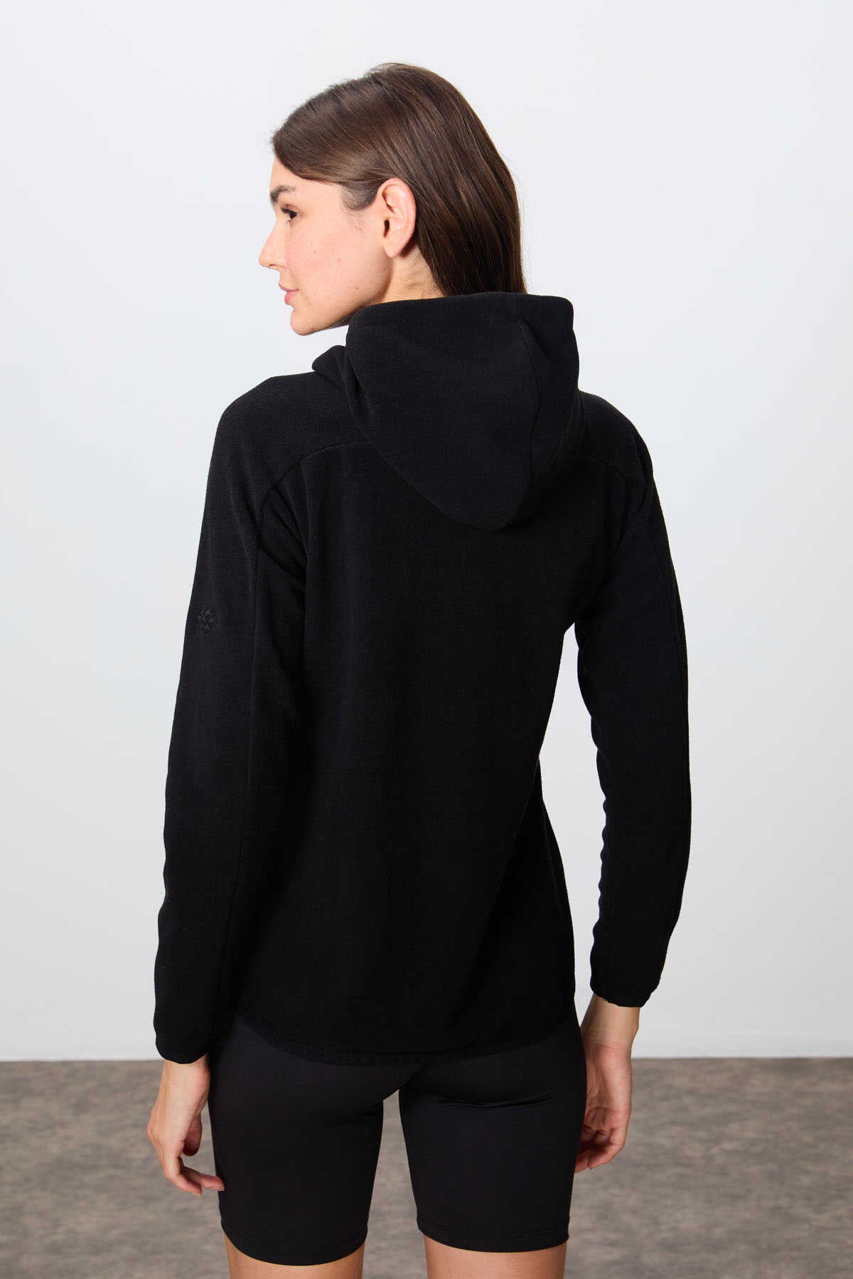 Tommylife Wholesale Hooded Standard Fit Zippered Women's Fleece Sweatshirt 97287 Black