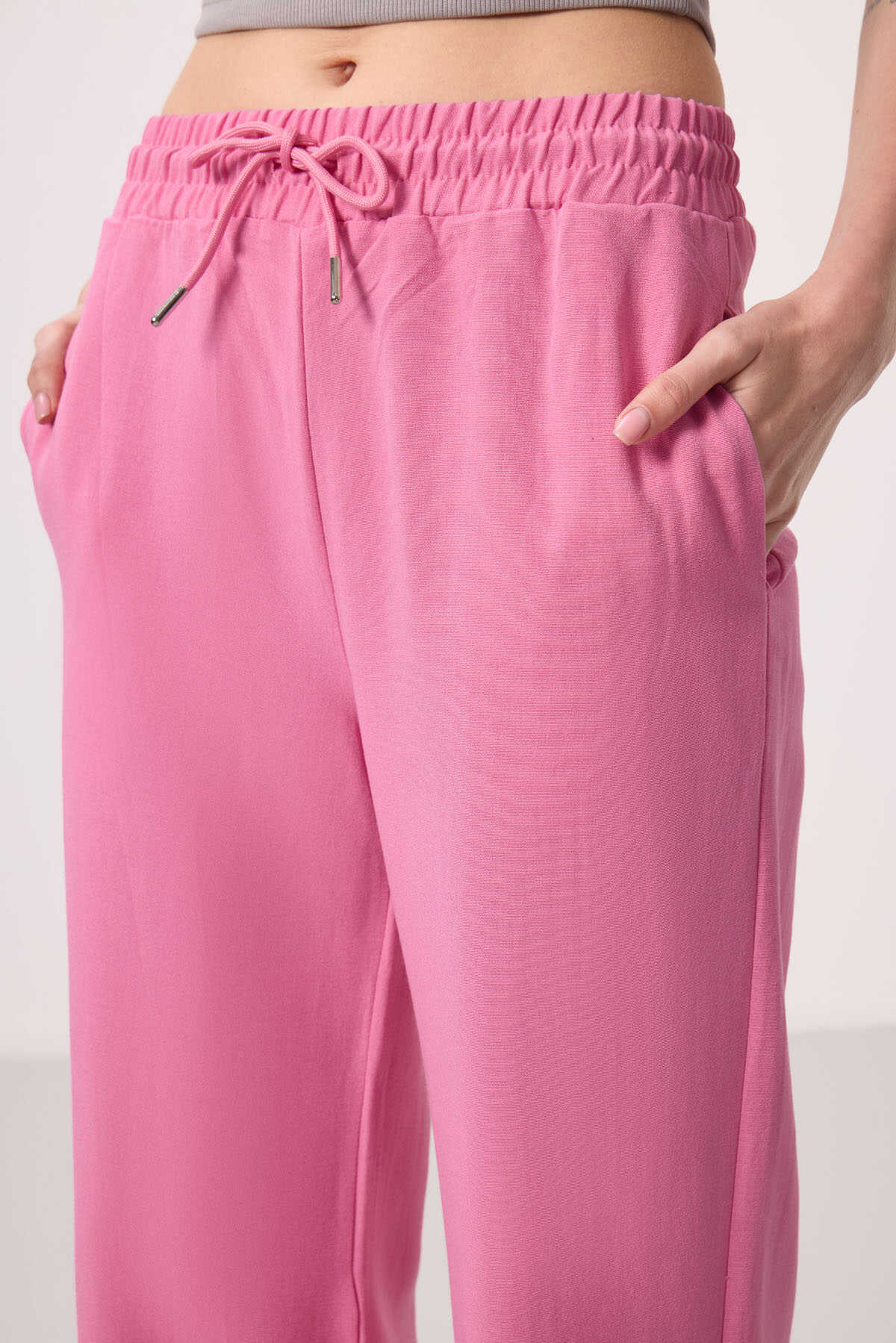 Tommylife Wholesale Linen Wide Leg Comfortable Fit Women's Palazzo Pants - 94675 Blue