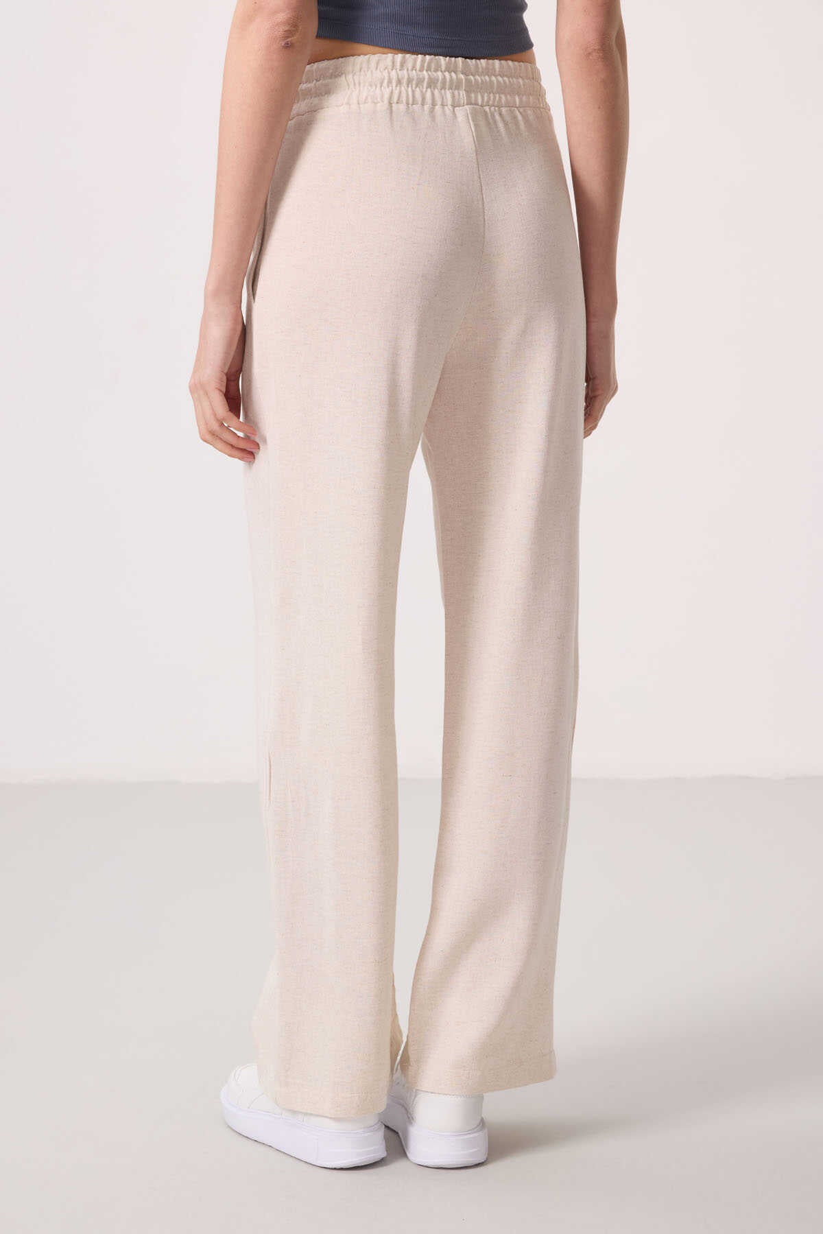 Tommylife Wholesale Linen Wide Leg Comfortable Fit Women's Palazzo Pants - 94675 Blue