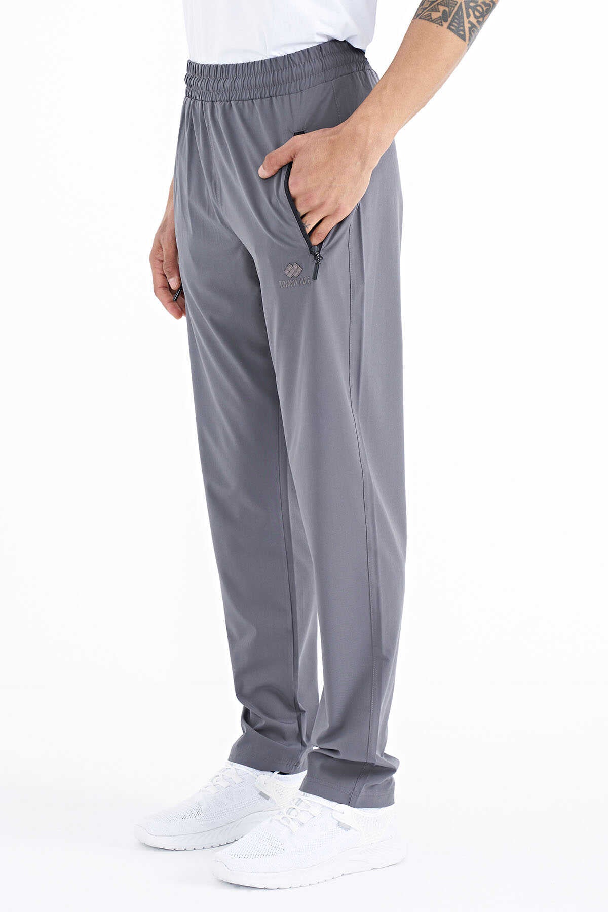 Tommylife Wholesale Classic Leg Standard Fit Three-Pocket Men's Sweatpants 84768 Khaki
