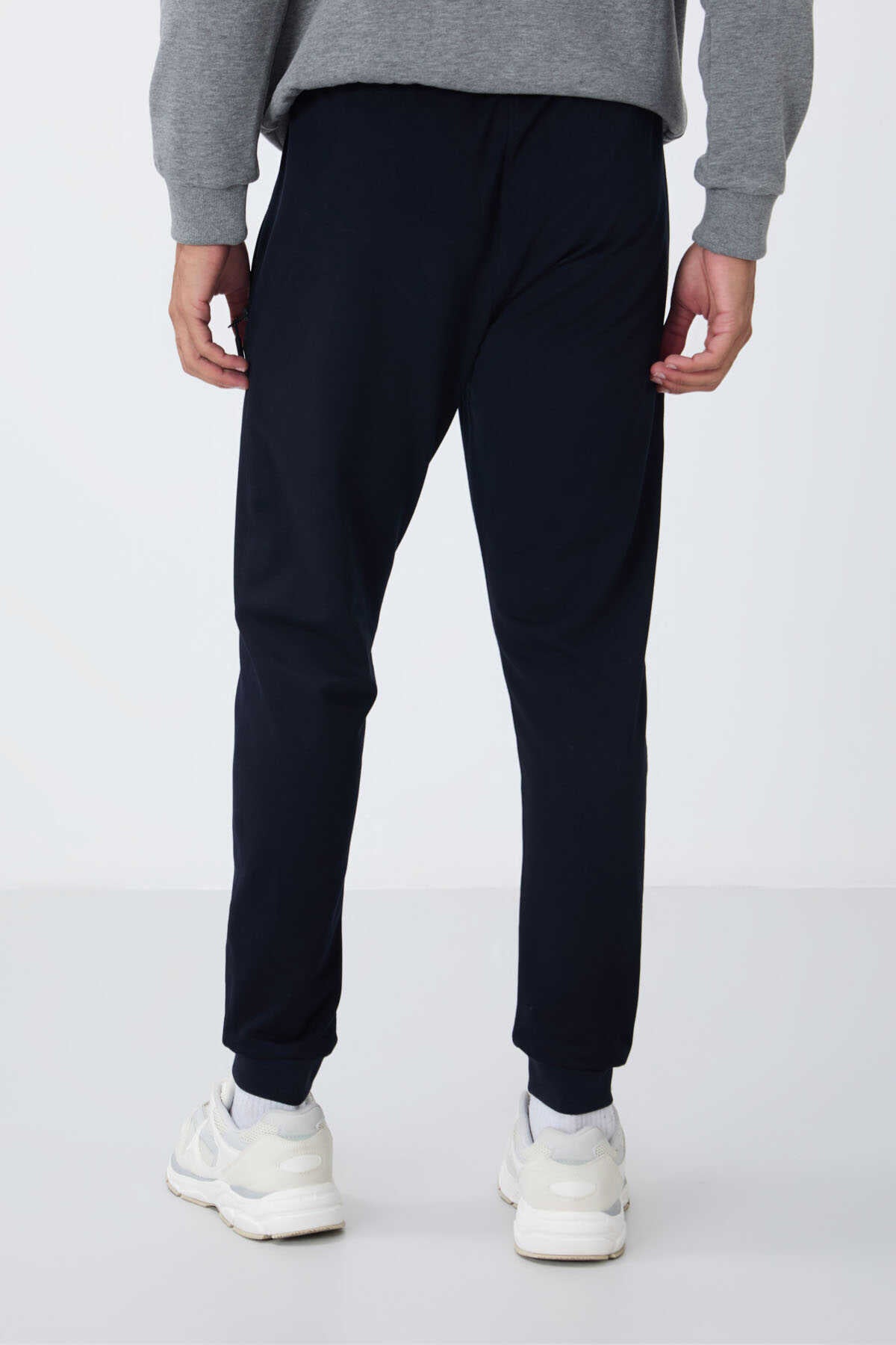 Tommylife Toptan Siyah Fermuar Cepli Standart Kalıp Jogger Erkek Eşofman Alt - 84651
