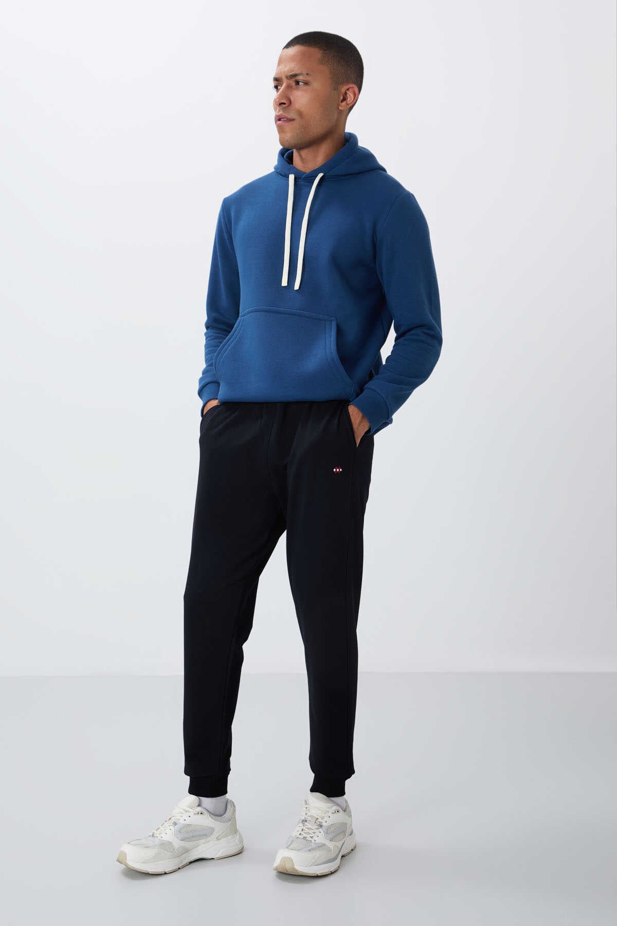Tommylife Toptan Siyah Klasik Cepli Standart Kalıp Manşetli Erkek Eşofman Alt - 84652