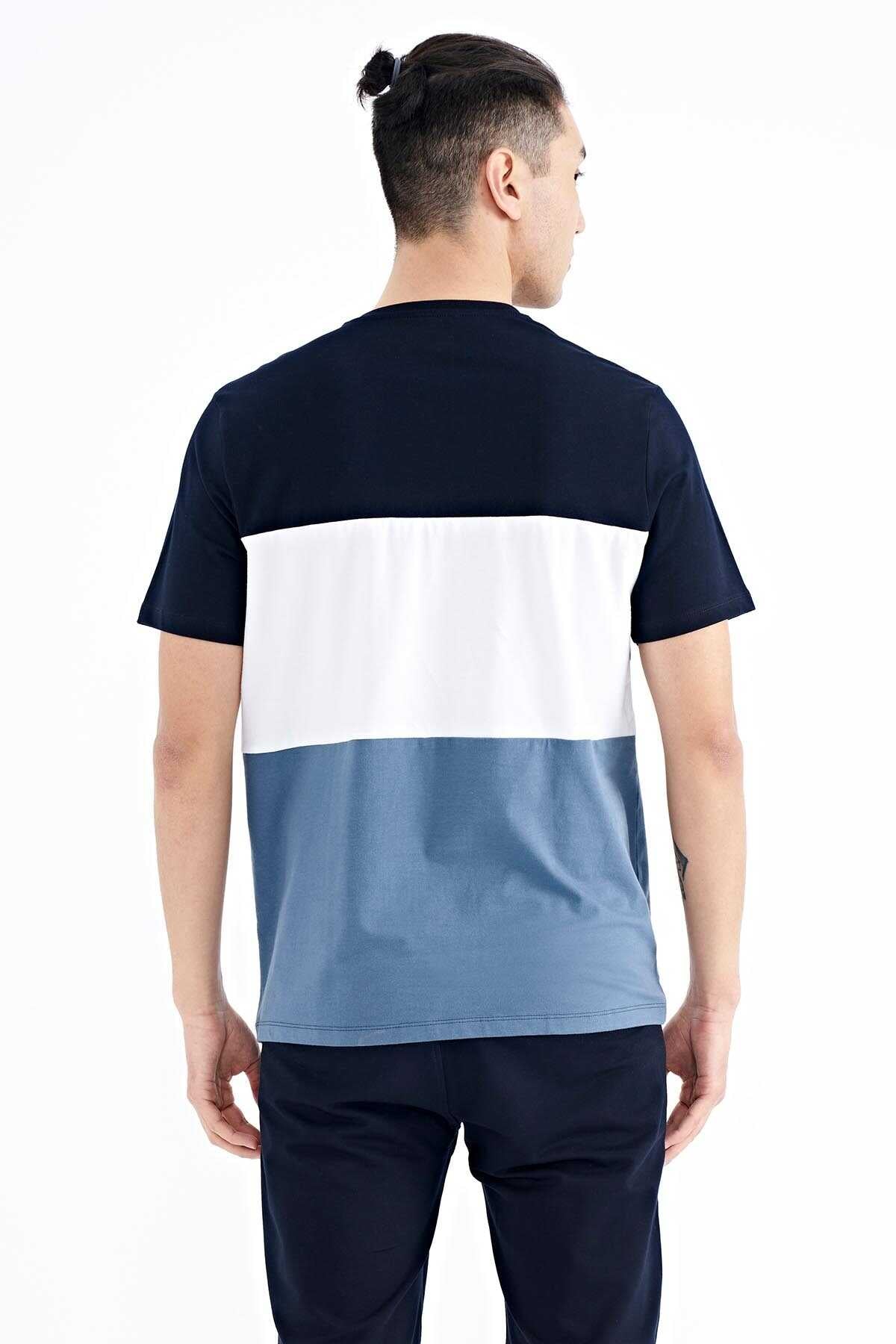 Tommylife Toptan Siyah Renk Geçişli Baskı Detaylı O Yaka Standart Kalıp Erkek T-Shirt - 88177