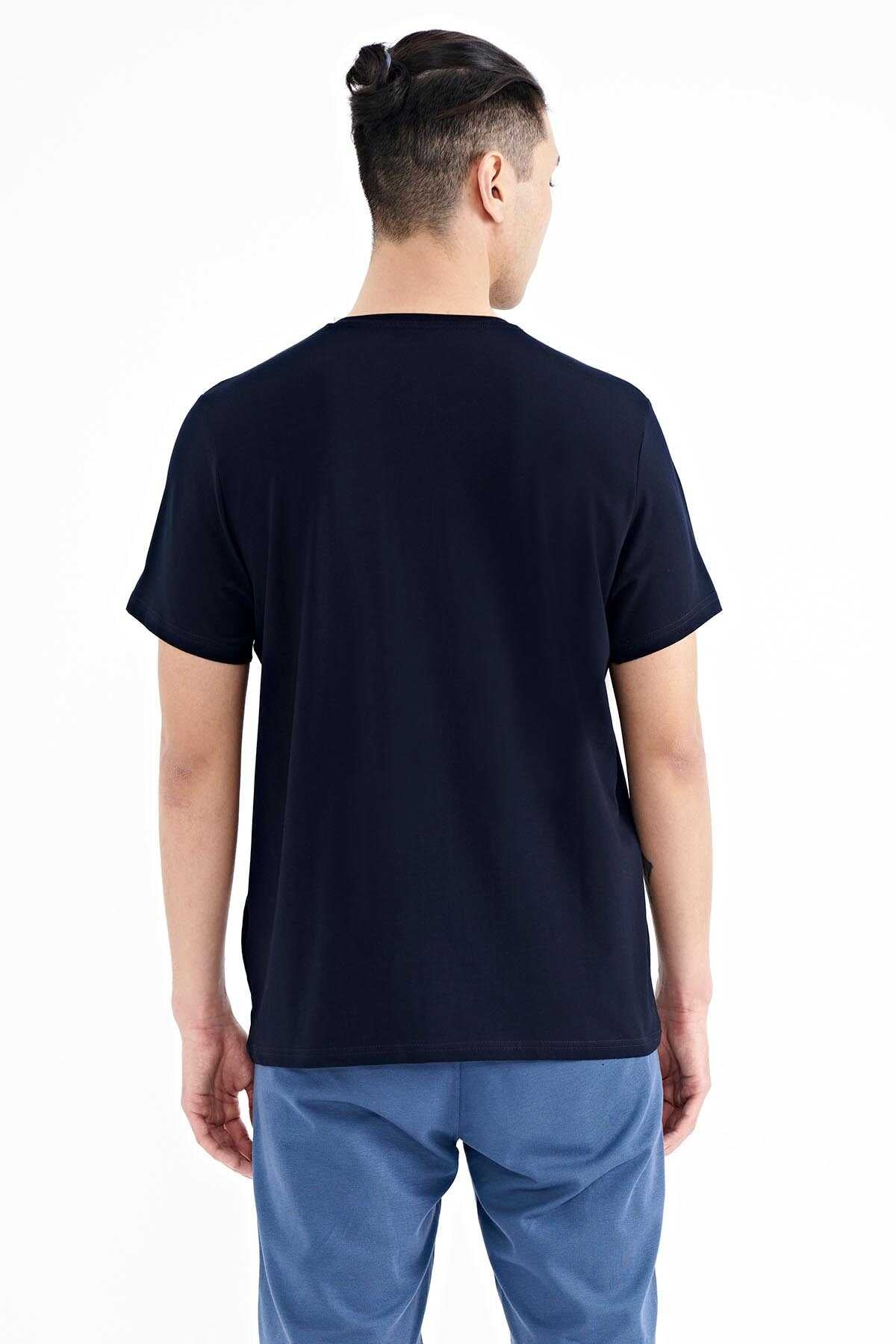 Tommylife Toptan Beyaz Yazı Desen Baskılı Standart Kalıp O Yaka Erkek T-Shirt - 88172