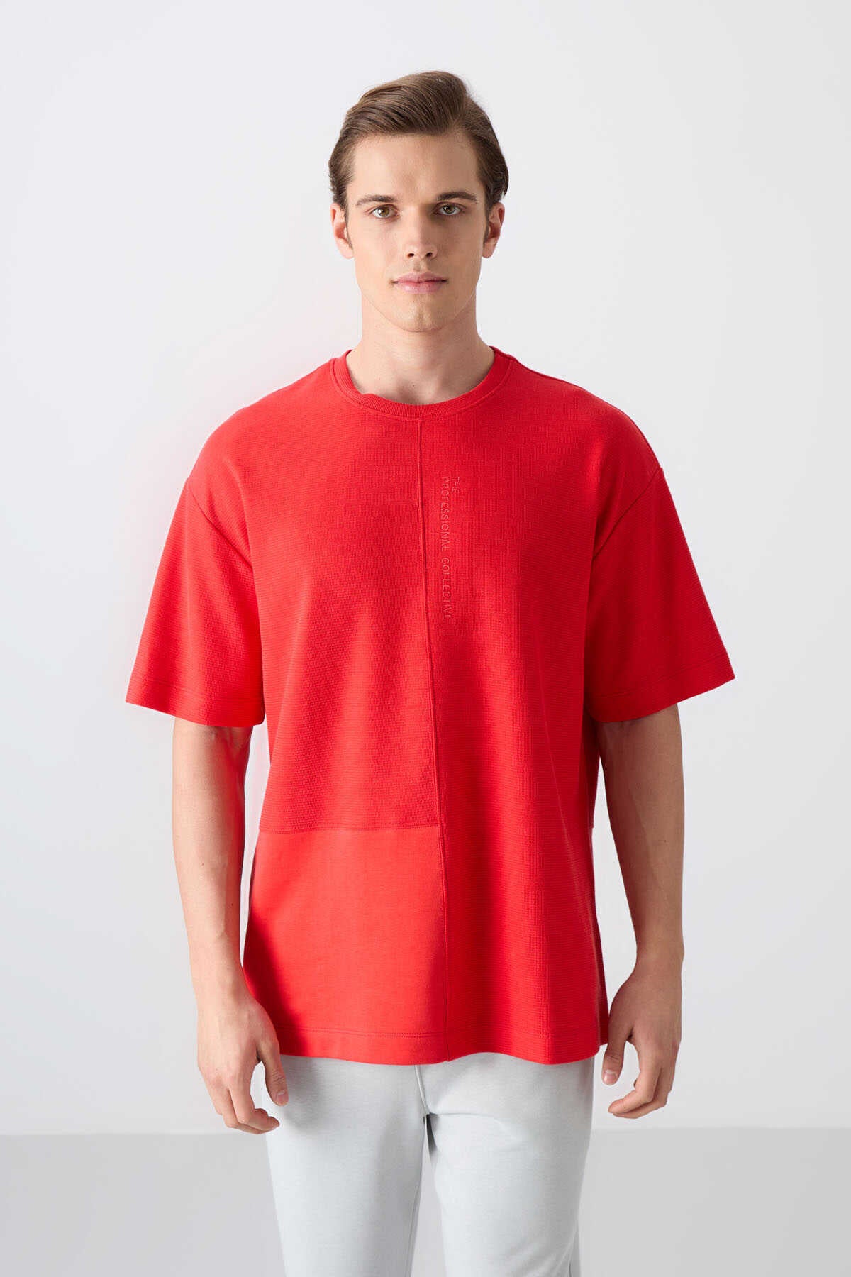Tommylife Wholesale Crew Neck Oversize Basic Men's T-Shirt 88337 Navy Blue