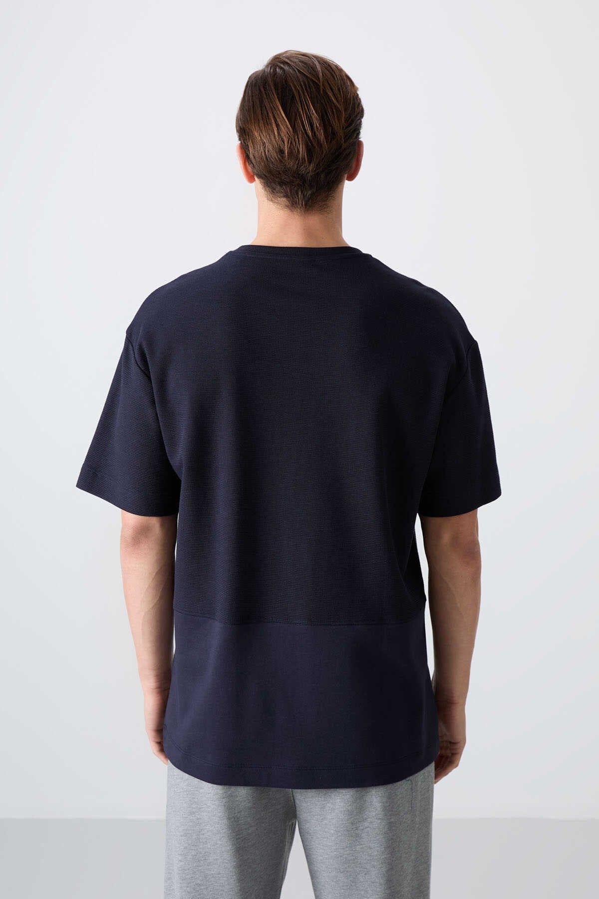 Tommylife Wholesale Crew Neck Oversize Basic Men's T-Shirt 88337 Navy Blue