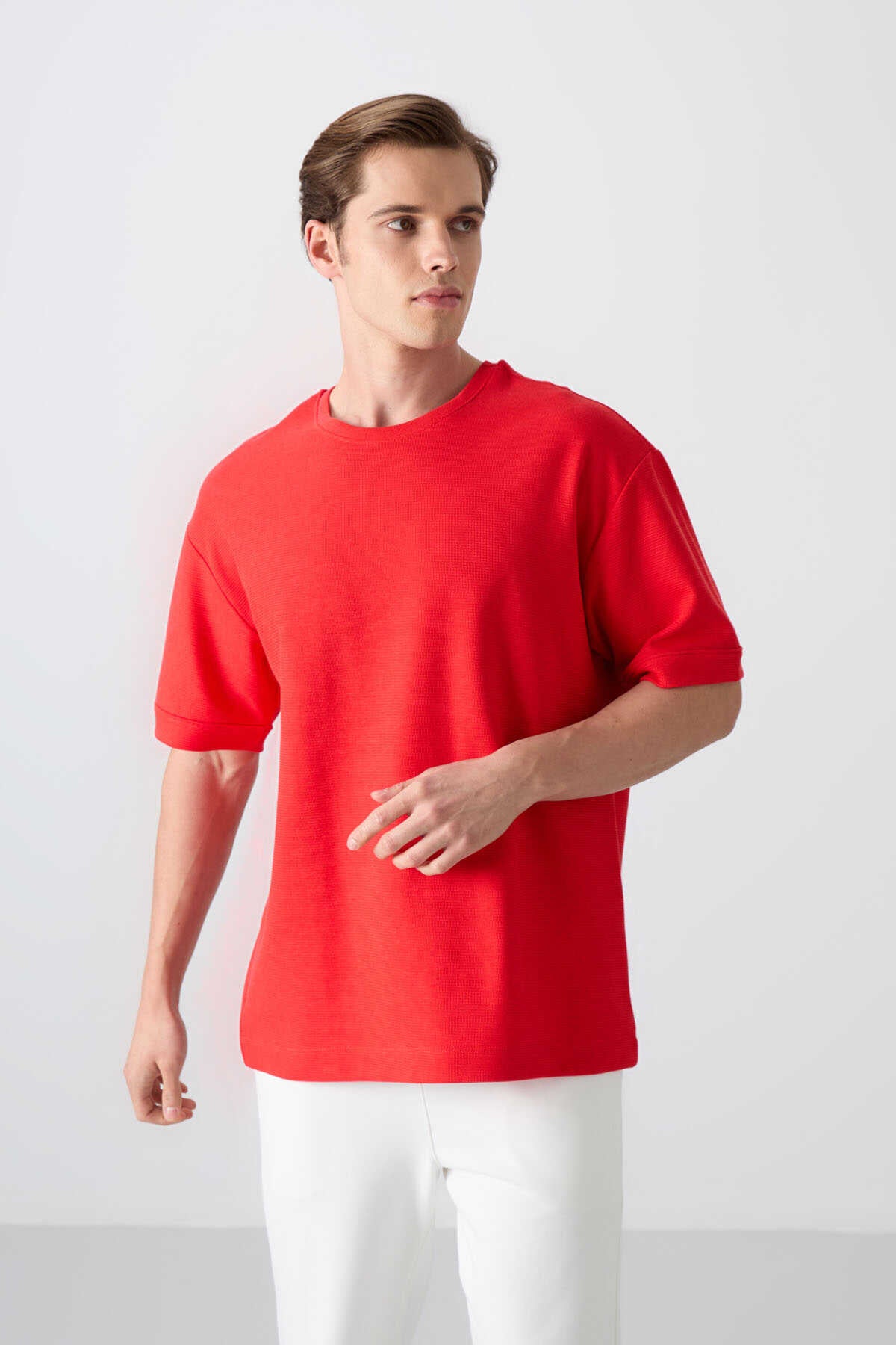Tommylife Wholesale Crew Neck Oversized Basic Men's T-Shirt 88339 Navy