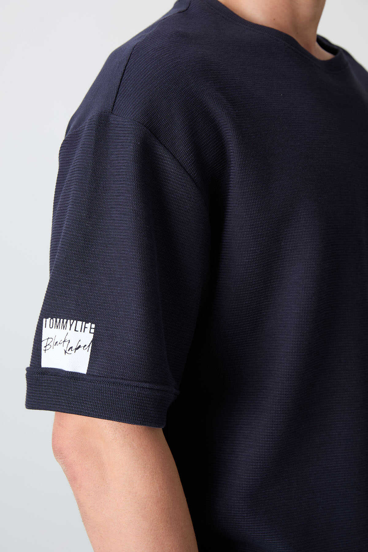 Tommylife Wholesale Crew Neck Oversized Basic Men's T-Shirt 88339 Navy