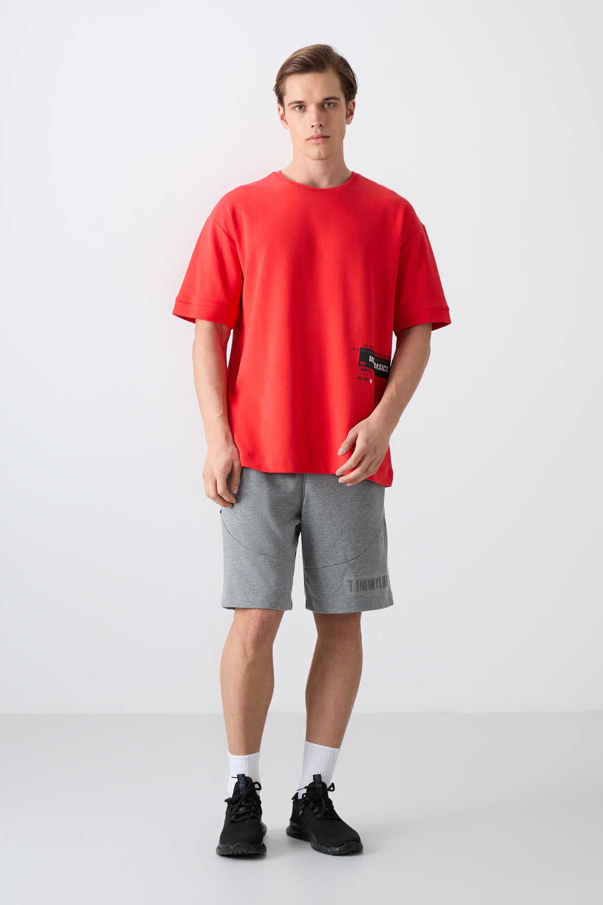 Tommylife Wholesale Crew Neck Oversized Printed Men's T-Shirt 88322 Fiesta
