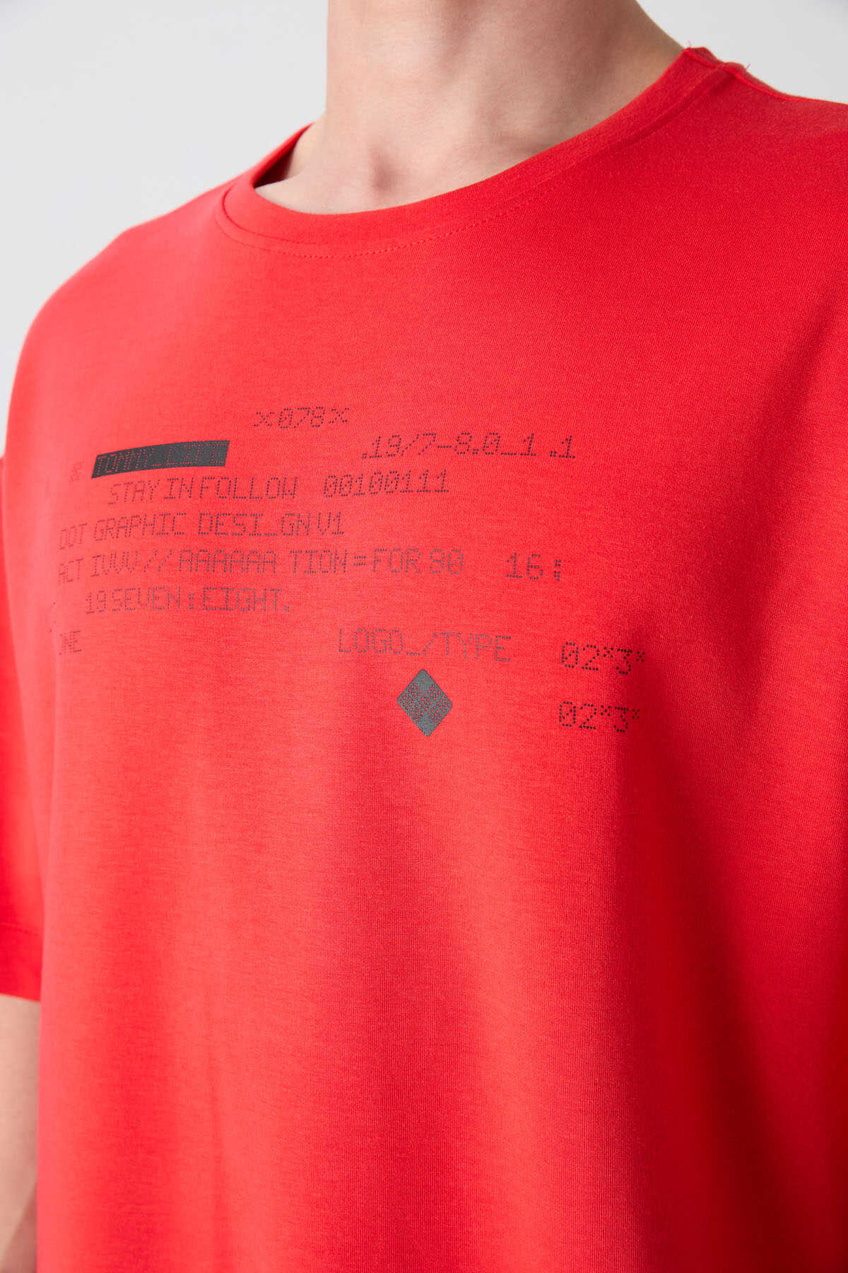 Tommylife Toptan O Yaka Oversize Baskılı Erkek T-Shirt 88326 Siyah