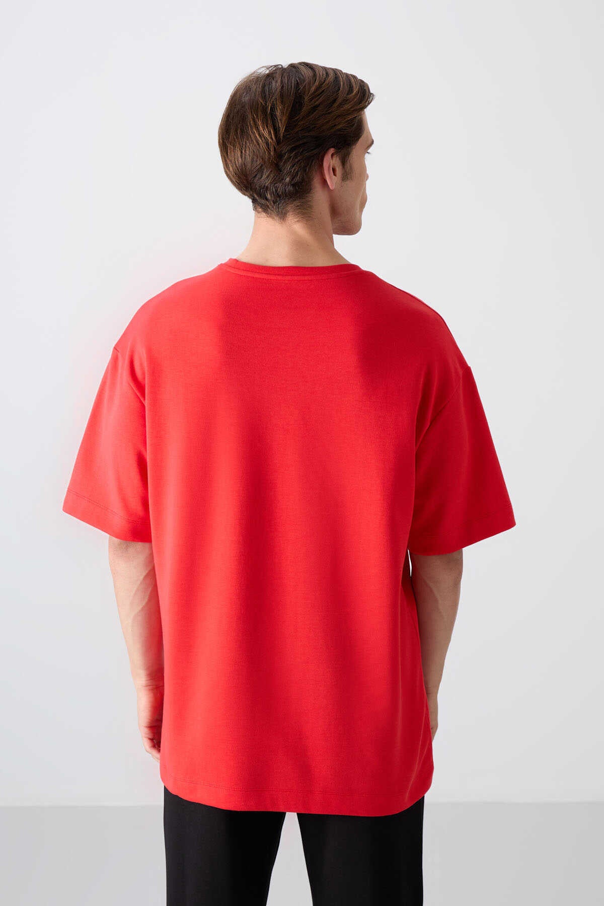 Tommylife Toptan O Yaka Oversize Baskılı Erkek T-Shirt 88326 Siyah