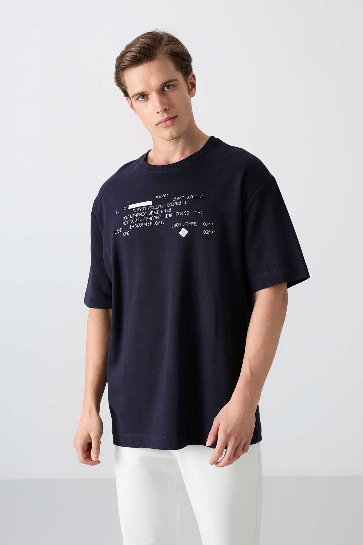 Tommylife Toptan O Yaka Oversize Baskılı Erkek T-Shirt 88326 Siyah