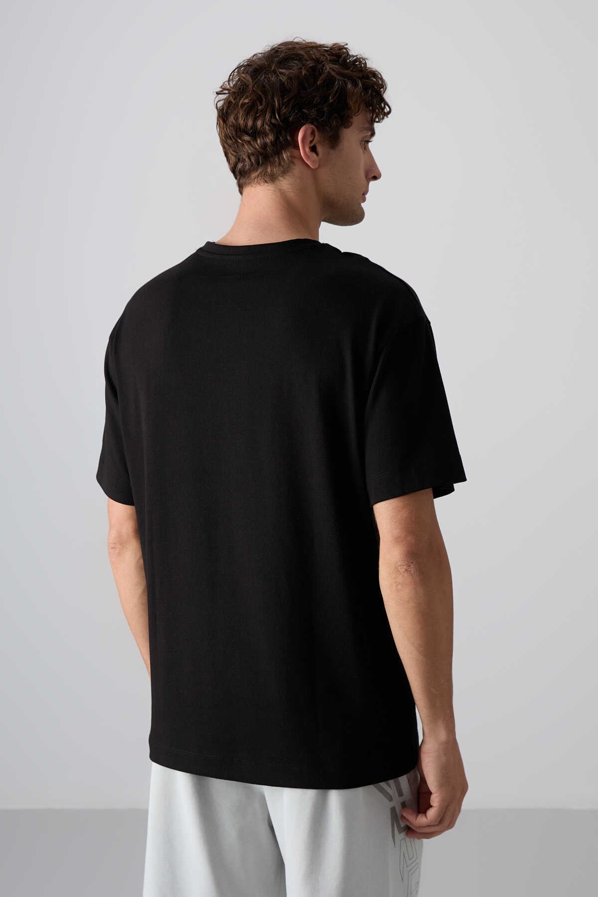 Tommylife Toptan O Yaka Oversize Baskılı Erkek T-Shirt 88329 Siyah