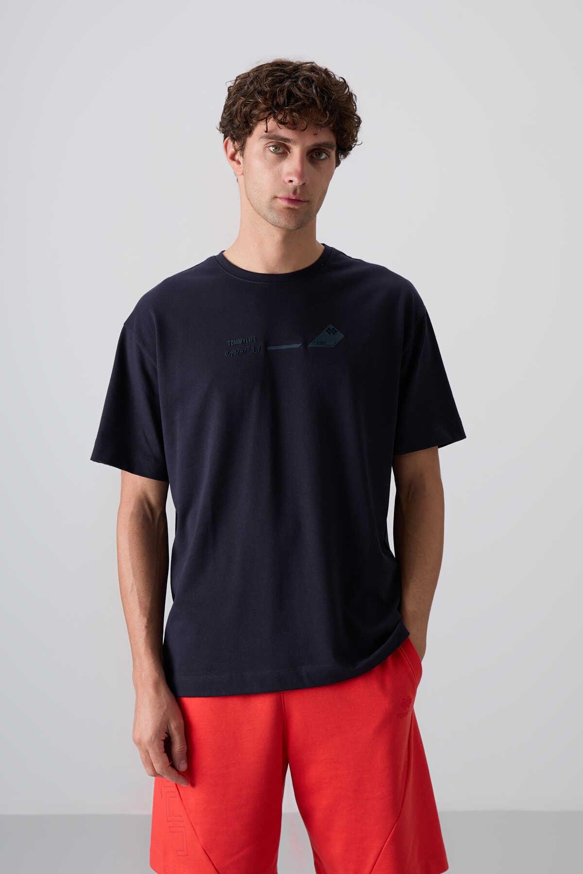 Tommylife Toptan O Yaka Oversize Baskılı Erkek T-Shirt 88330 Siyah