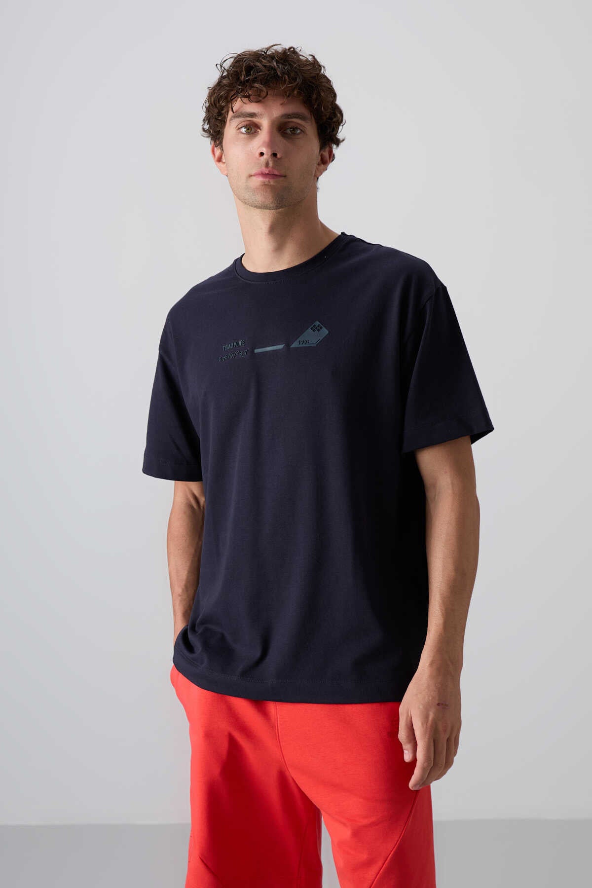 Tommylife Wholesale Crew Neck Oversized Printed Men's T-Shirt 88330 Black