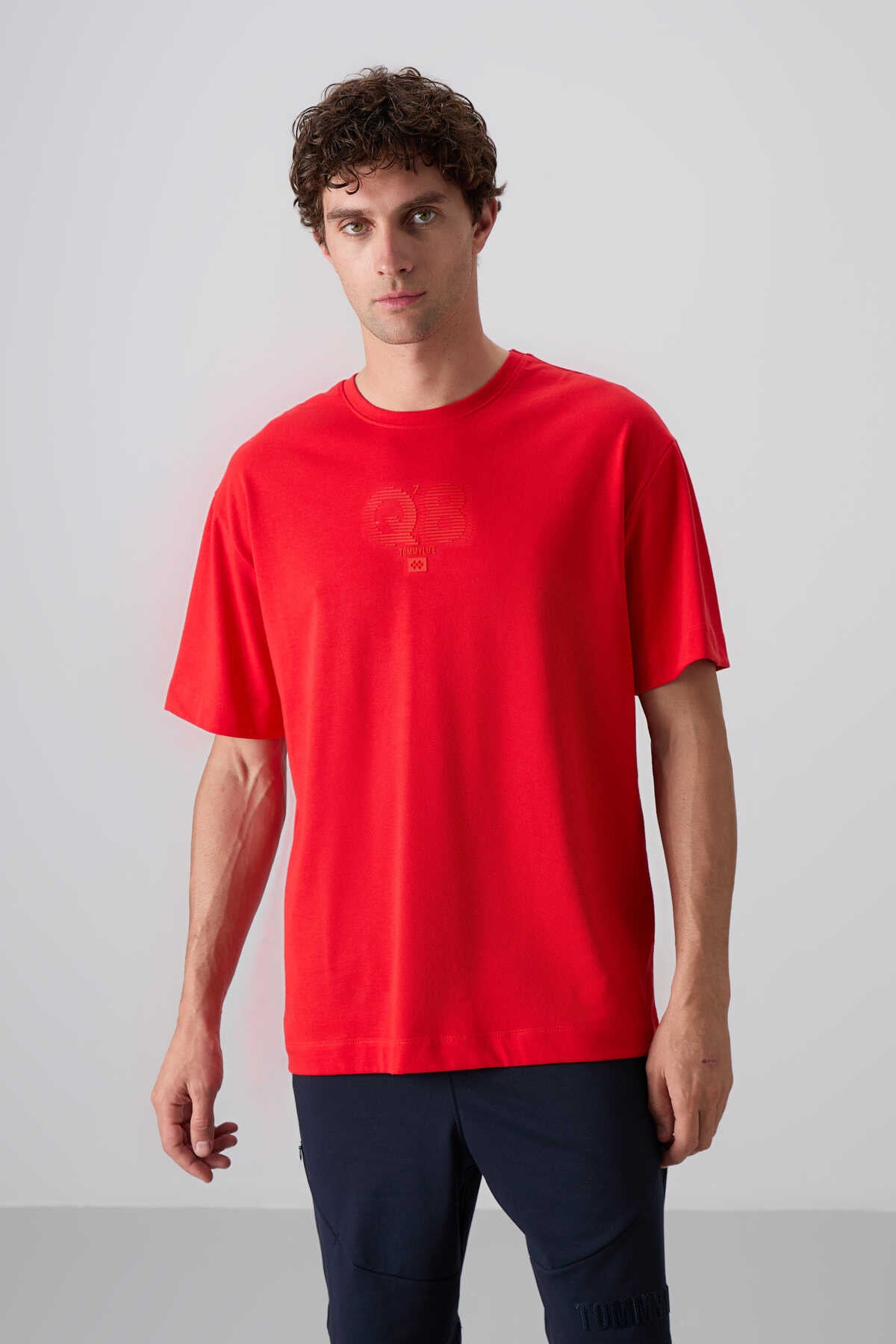 Tommylife Wholesale Crew Neck Oversize Printed Men's T-Shirt 88333 Black