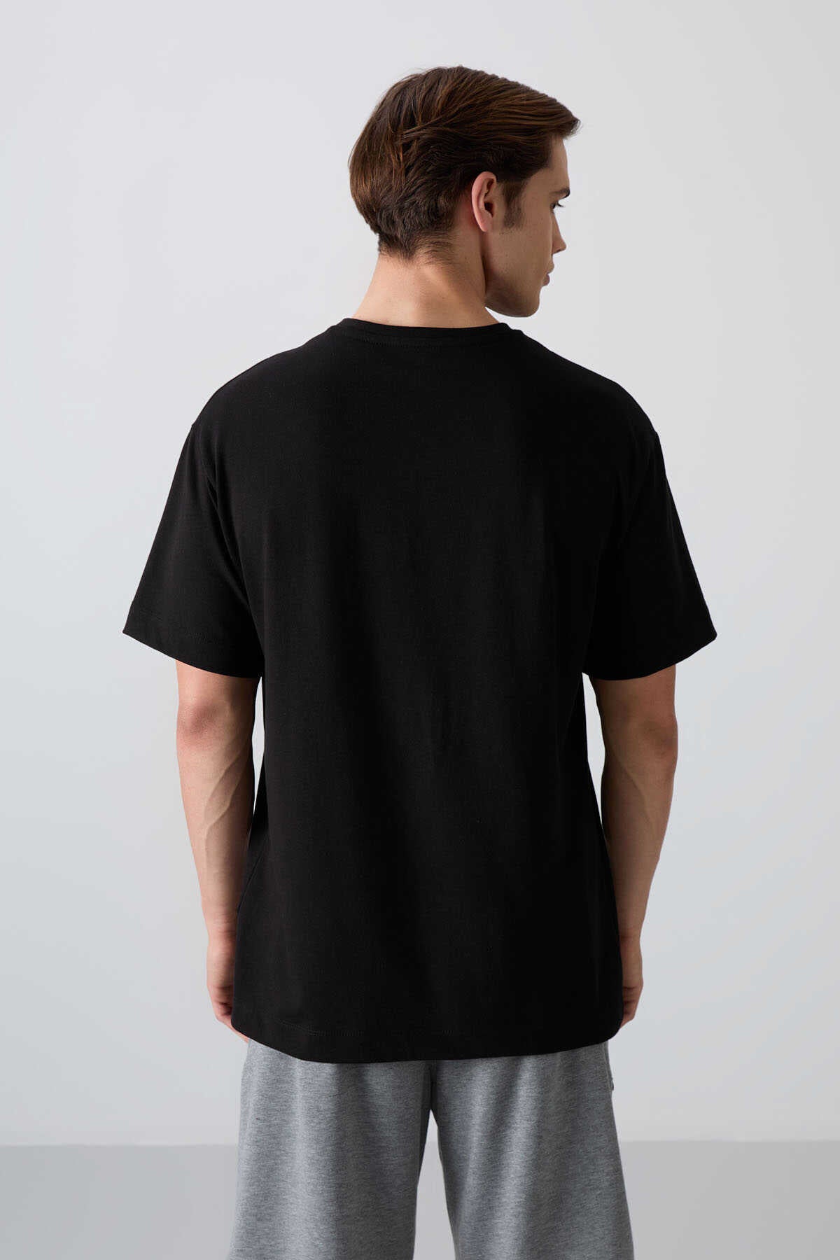 Tommylife Wholesale Crew Neck Oversize Printed Men's T-Shirt 88333 Black