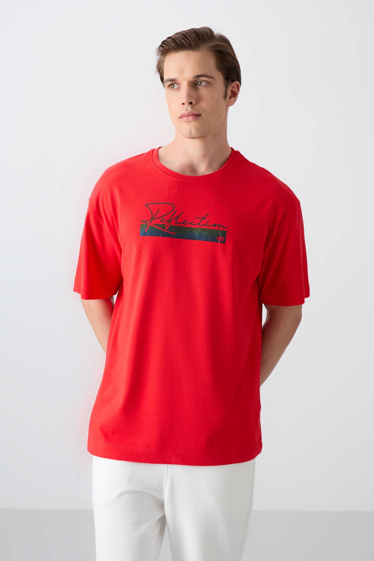 Tommylife Wholesale Crew Neck Oversized Printed Men's T-Shirt 88334 Black