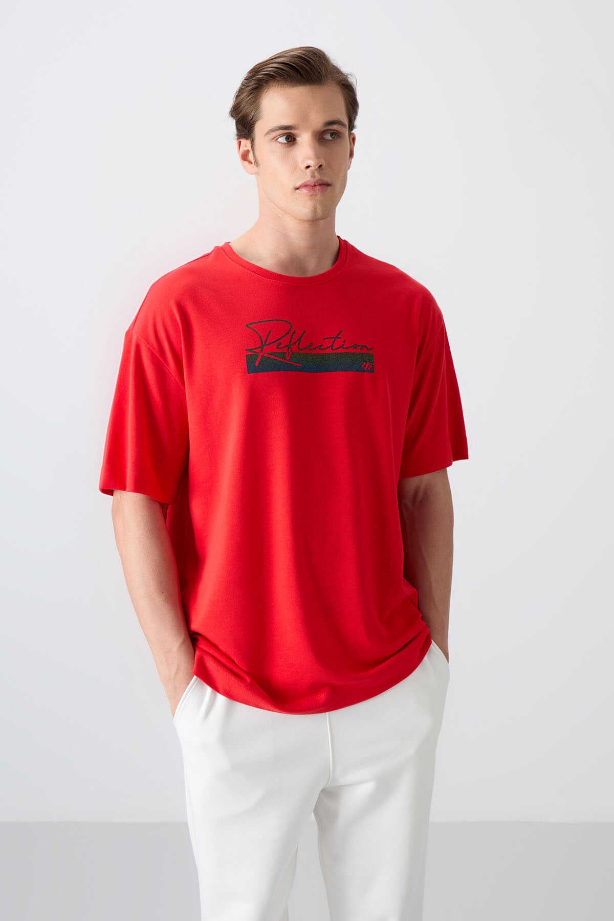 Tommylife Wholesale Crew Neck Oversized Printed Men's T-Shirt 88334 Black