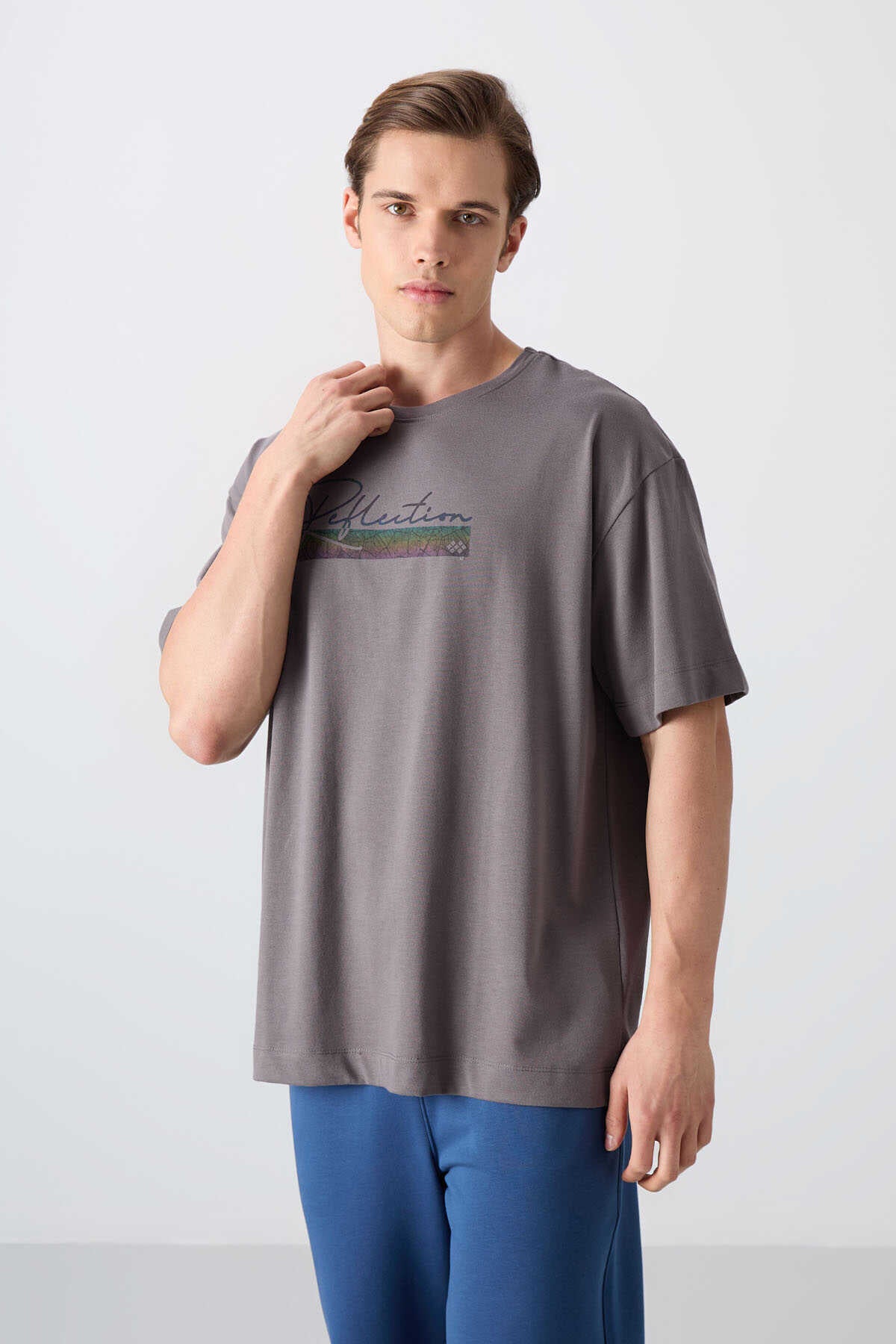 Tommylife Wholesale Crew Neck Oversized Printed Men's T-Shirt 88334 Black