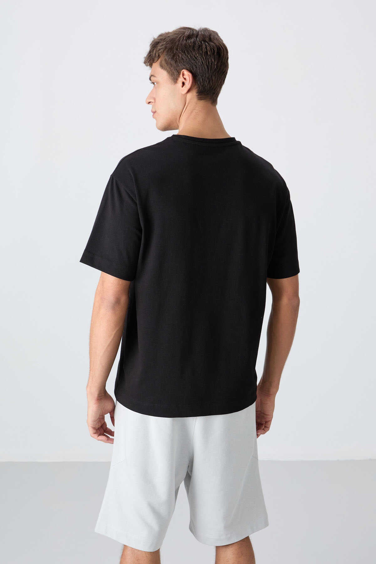 Tommylife Wholesale Crew Neck Oversized Printed Men's T-Shirt 88334 Black