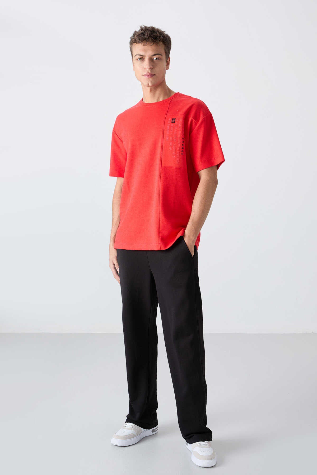 Tommylife Wholesale Crew Neck Oversize Printed Men's T-Shirt 88338 Fiesta