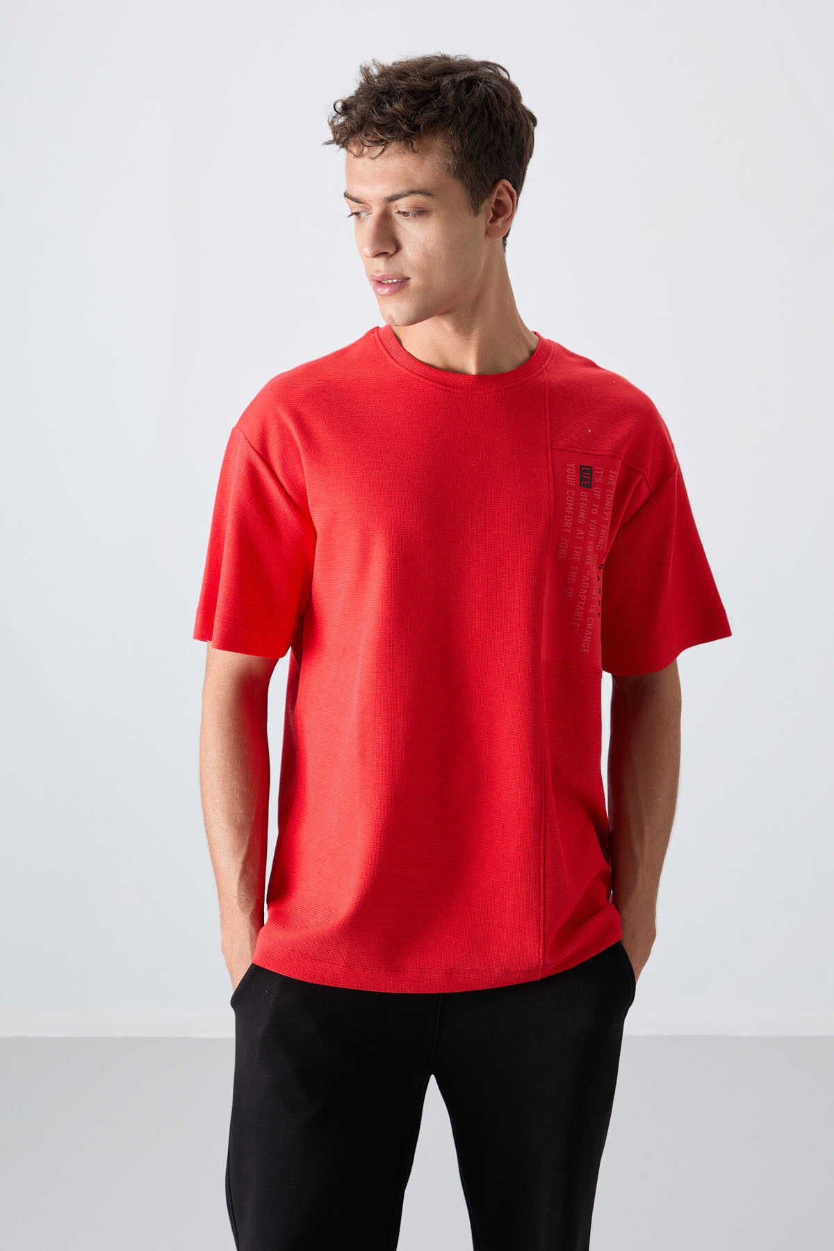 Tommylife Wholesale Crew Neck Oversize Printed Men's T-Shirt 88338 Fiesta