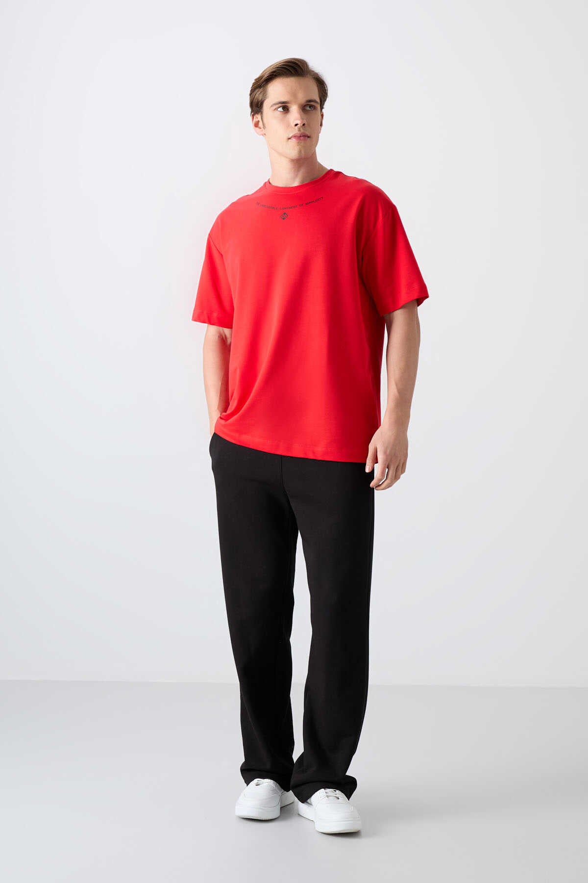 Tommylife Wholesale Crew Neck Oversize Printed Men's T-Shirt 88343 Black