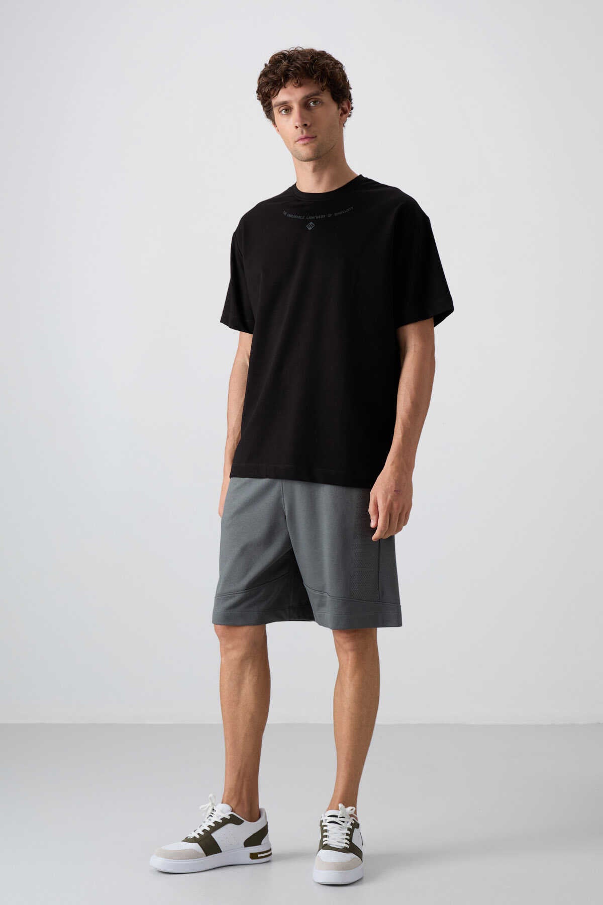 Tommylife Wholesale Crew Neck Oversize Printed Men's T-Shirt 88343 Black
