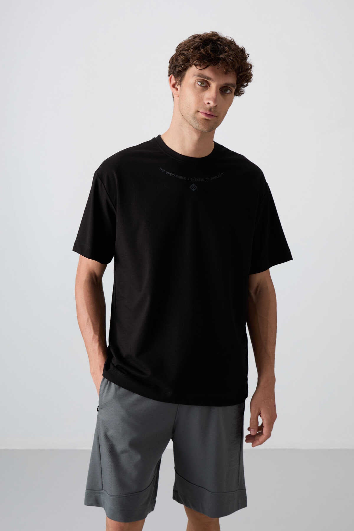 Tommylife Wholesale Crew Neck Oversize Printed Men's T-Shirt 88343 Black