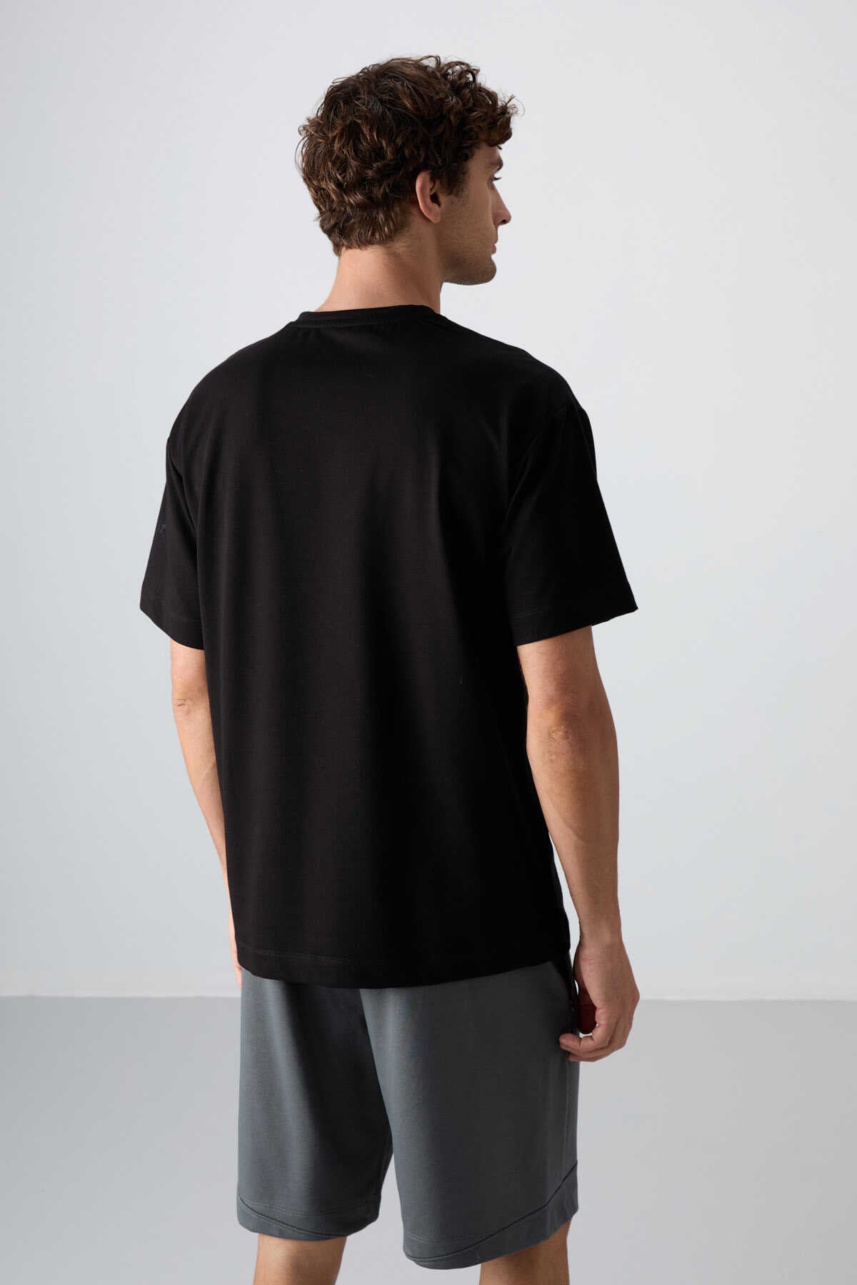 Tommylife Wholesale Crew Neck Oversize Printed Men's T-Shirt 88343 Black