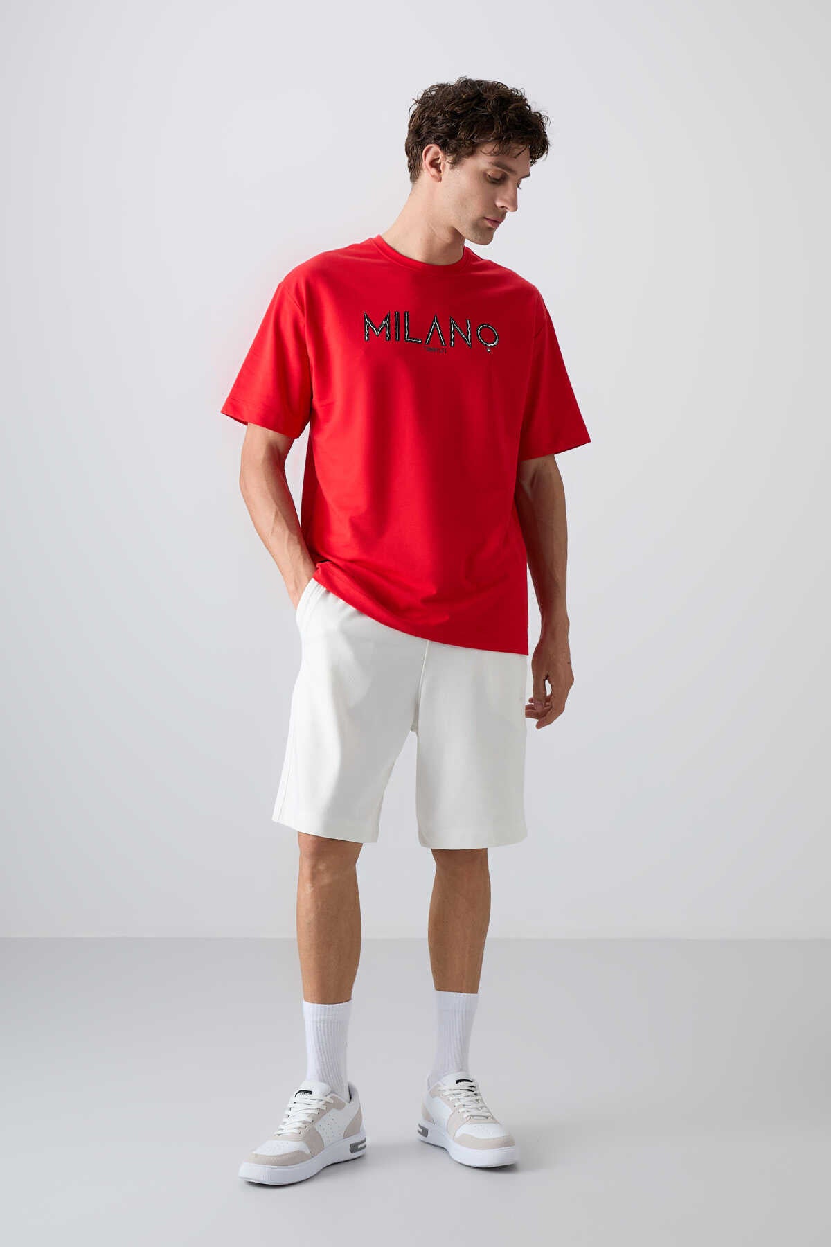 Tommylife Wholesale Crew Neck Oversize Printed Men's T-Shirt 88345 Fiesta