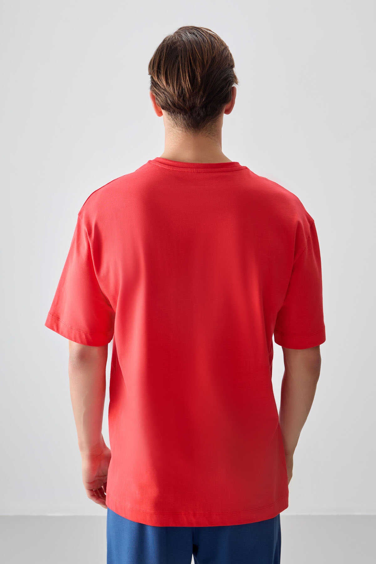 Tommylife Wholesale Crew Neck Oversize Printed Men's T-Shirt 88358 Fiesta