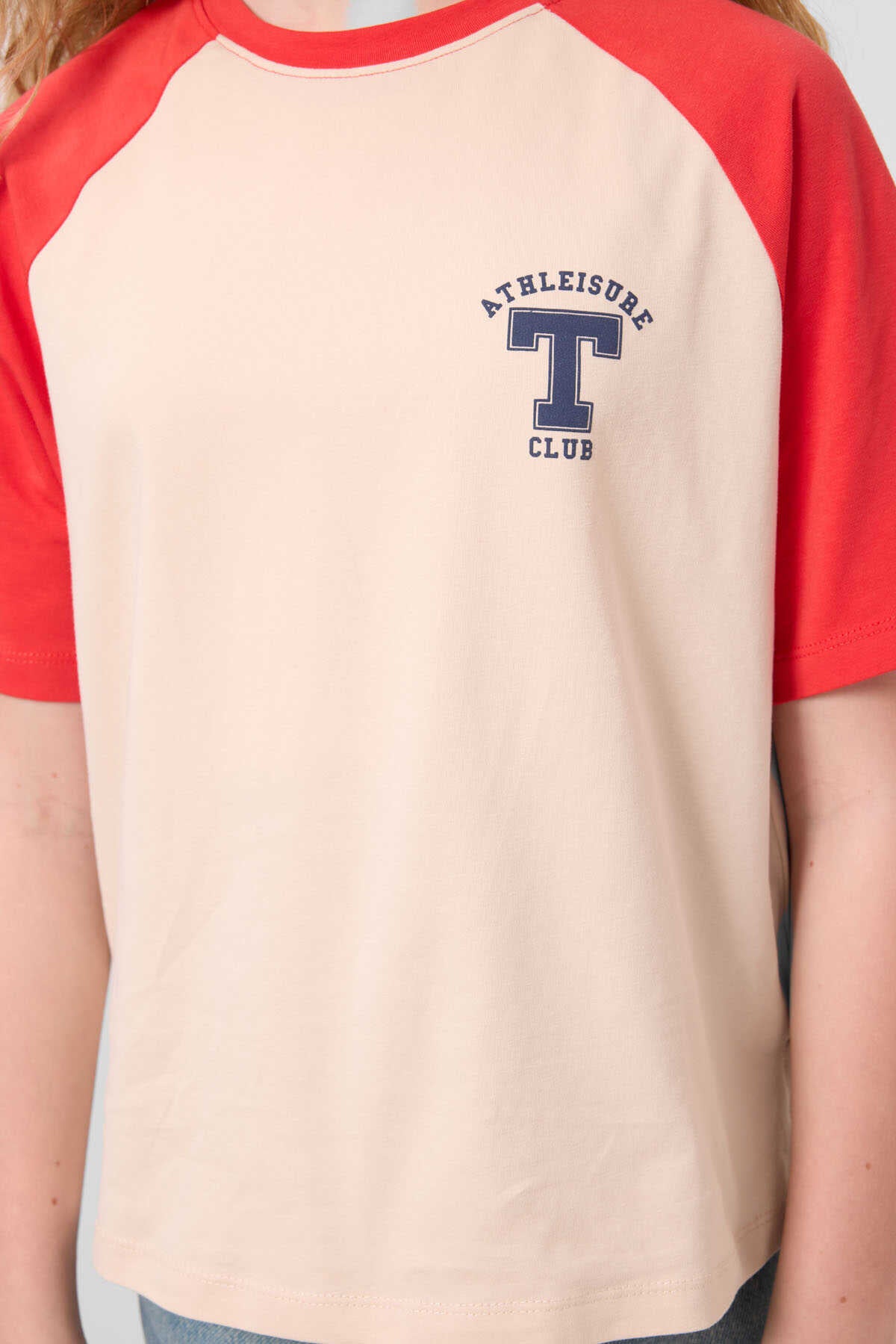 Tommylife Toptan O Yaka  Pamuklu Baskılı Oversize Fit Kız Çocuk T Shirt 75179 Beyaz