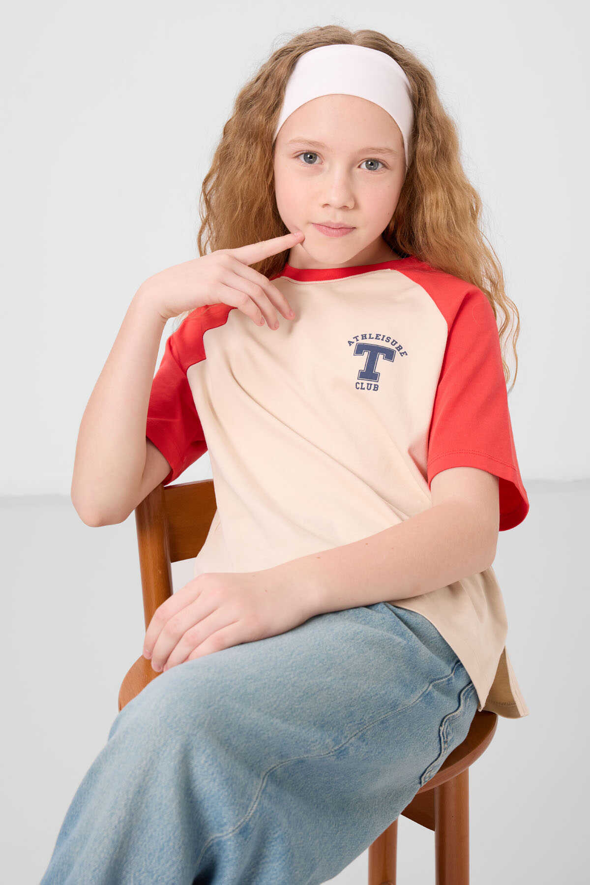 Tommylife Toptan O Yaka  Pamuklu Baskılı Oversize Fit Kız Çocuk T Shirt 75179 Beyaz