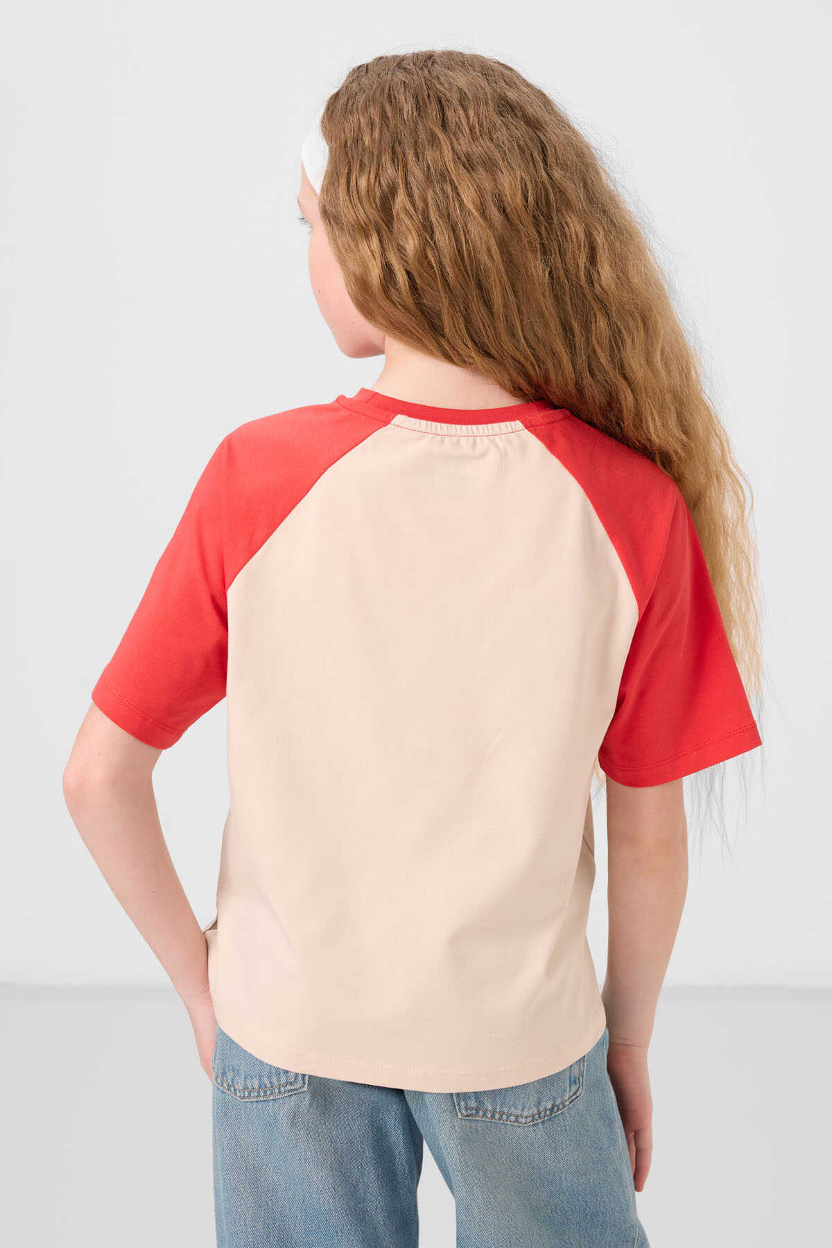 Tommylife Toptan O Yaka  Pamuklu Baskılı Oversize Fit Kız Çocuk T Shirt 75179 Beyaz