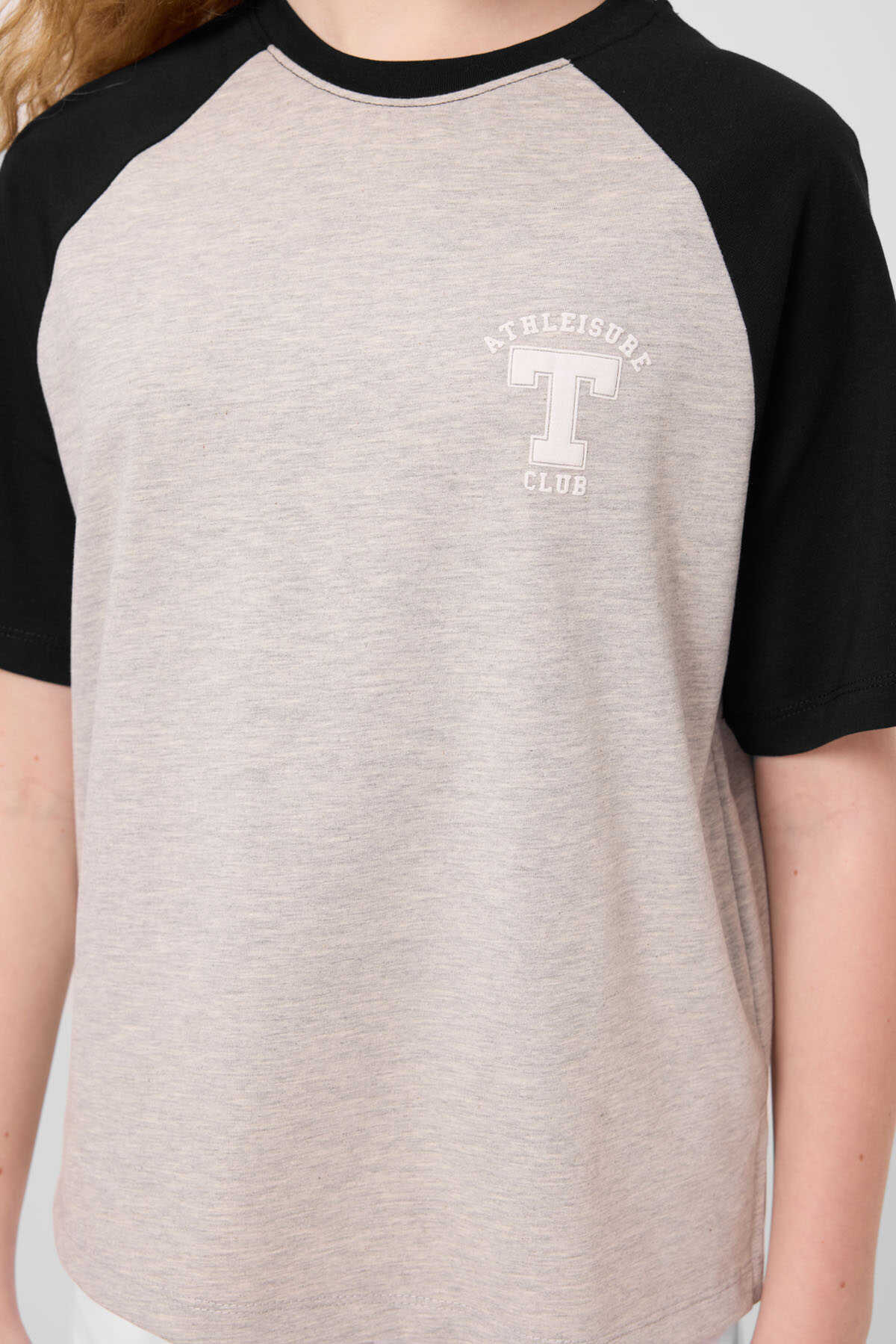 Tommylife Toptan O Yaka  Pamuklu Baskılı Oversize Fit Kız Çocuk T Shirt 75179 Beyaz