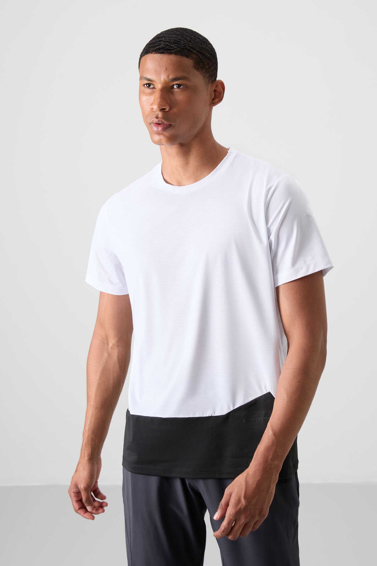 Tommylife Toptan O Yaka Standart Kalıp Aktif Spor Erkek T-Shirt 88383 Beyaz