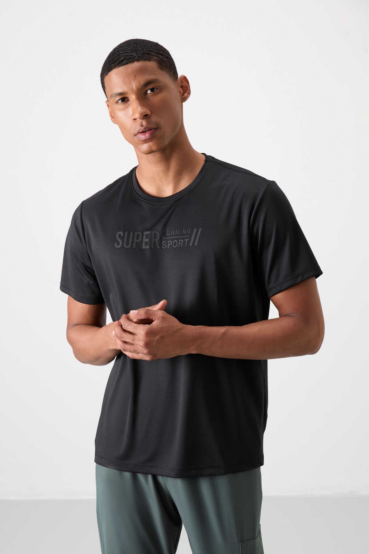 Tommylife Wholesale Crew Neck Standard Fit Active Sports Men's T-Shirt 88385 Black