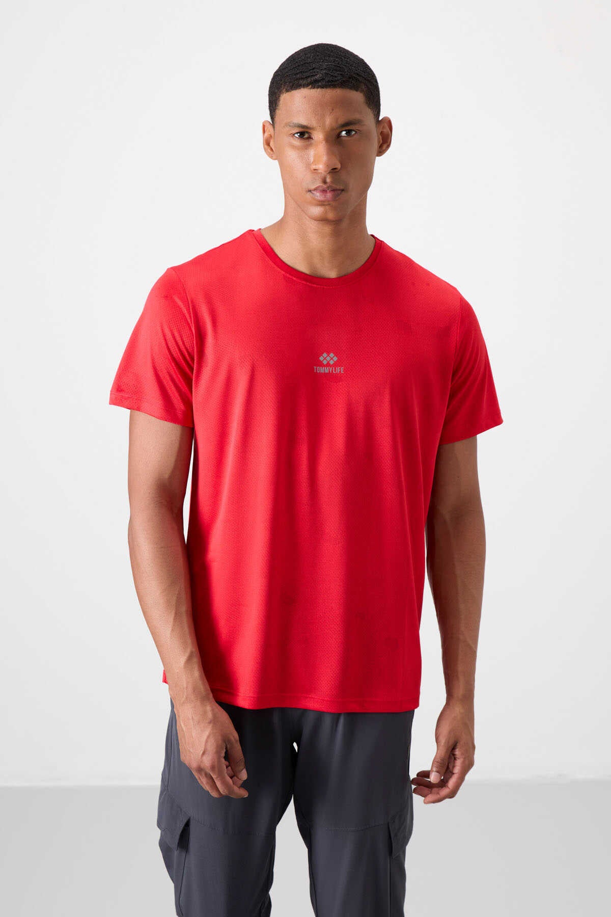 Tommylife Toptan O Yaka Standart Kalıp Aktif Spor Erkek T-Shirt 88397 Siyah