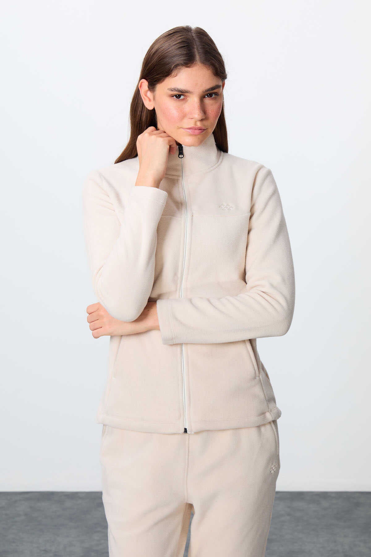Tommylife Wholesale Oversized Mock Neck Classic Leg Women's Fleece Tracksuit 95339 Navy