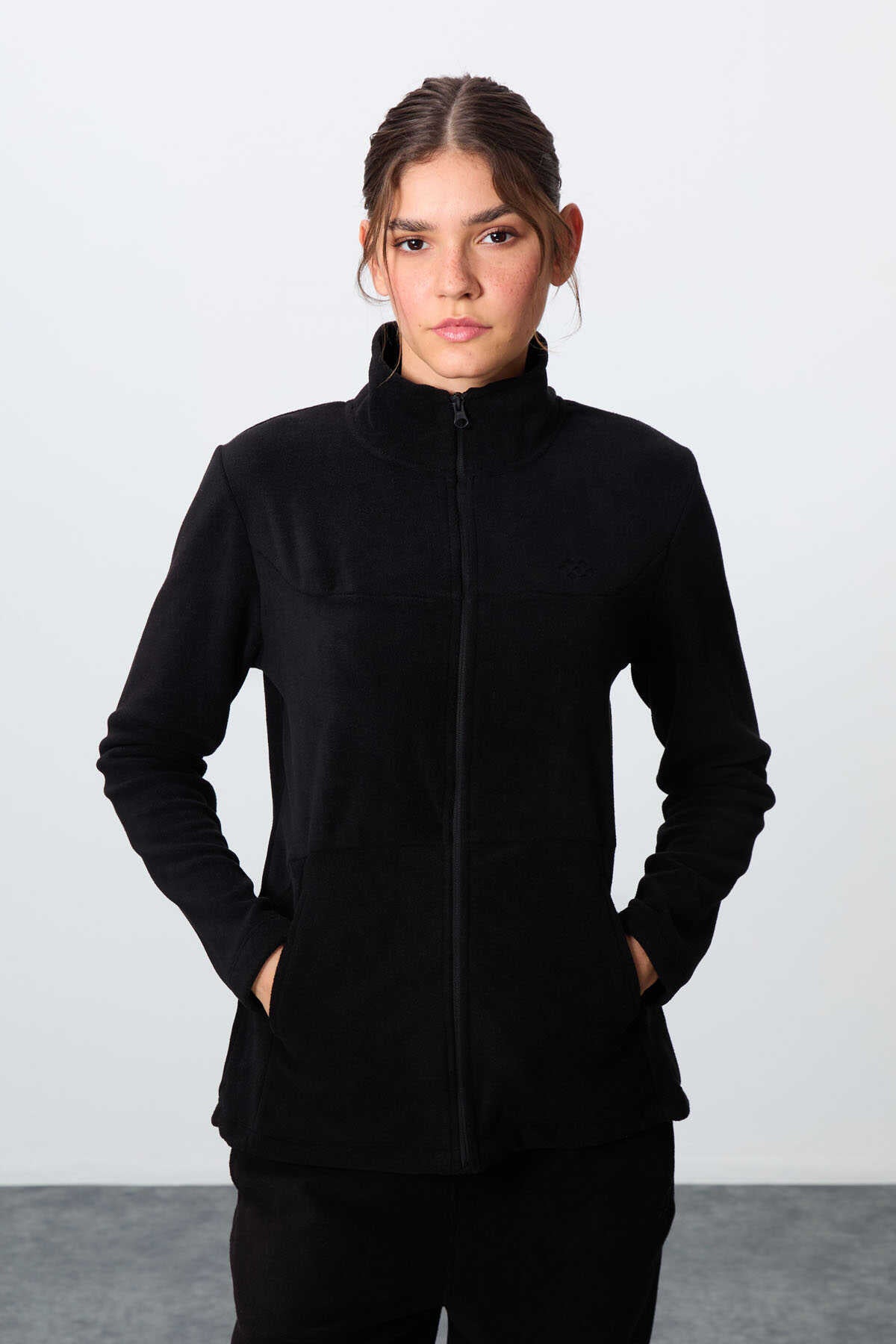 Tommylife Wholesale Oversized Mock Neck Classic Leg Women's Fleece Tracksuit 95339 Navy