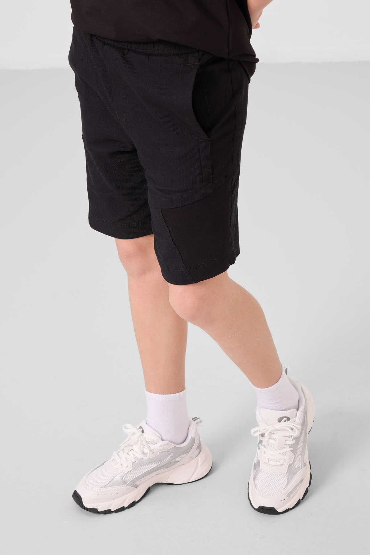 Tommylife Wholesale Cotton Oversize Fit Woven Light Stretch Chino Boys' Shorts Set 11275 Black