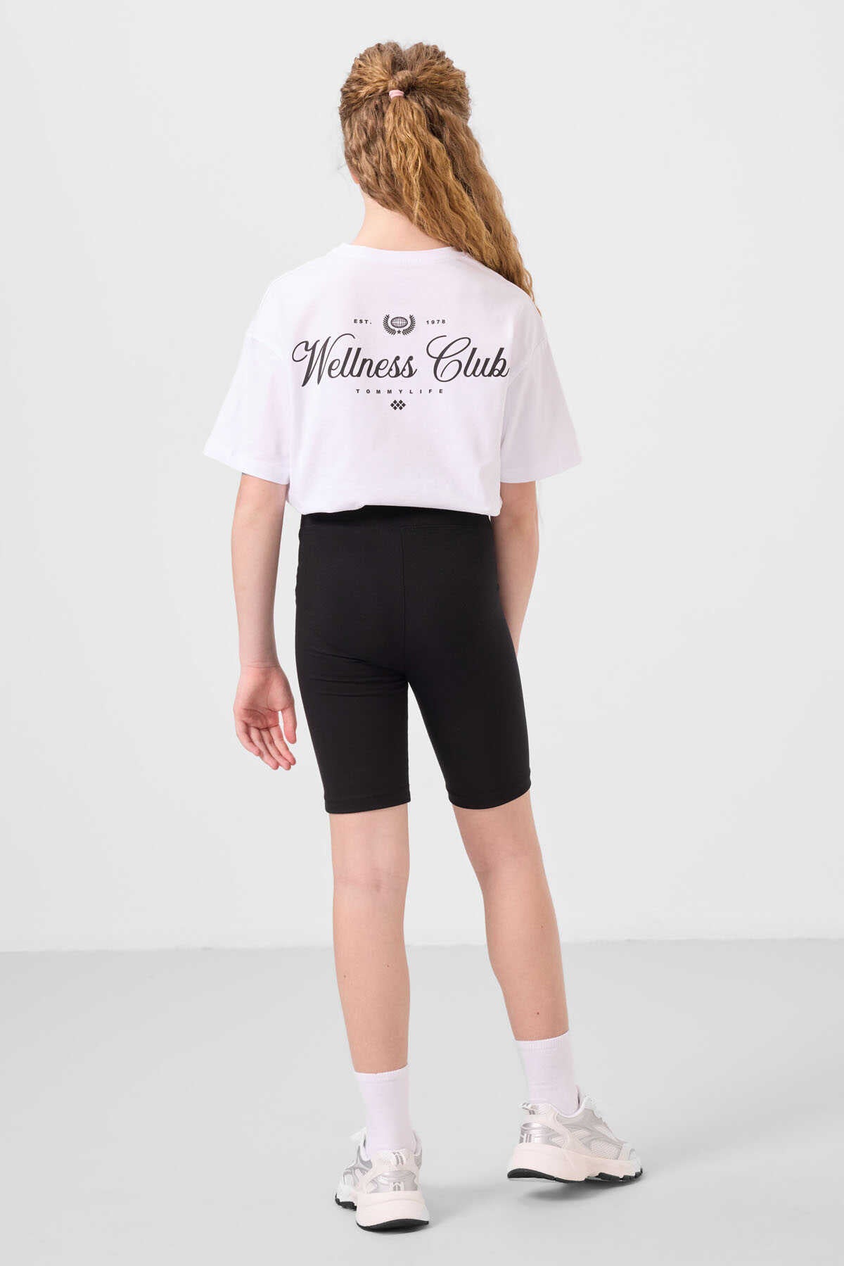 Tommylife Wholesale Cotton Crew Neck Standard Fit Printed Girls' Legging Set 75190 White Black