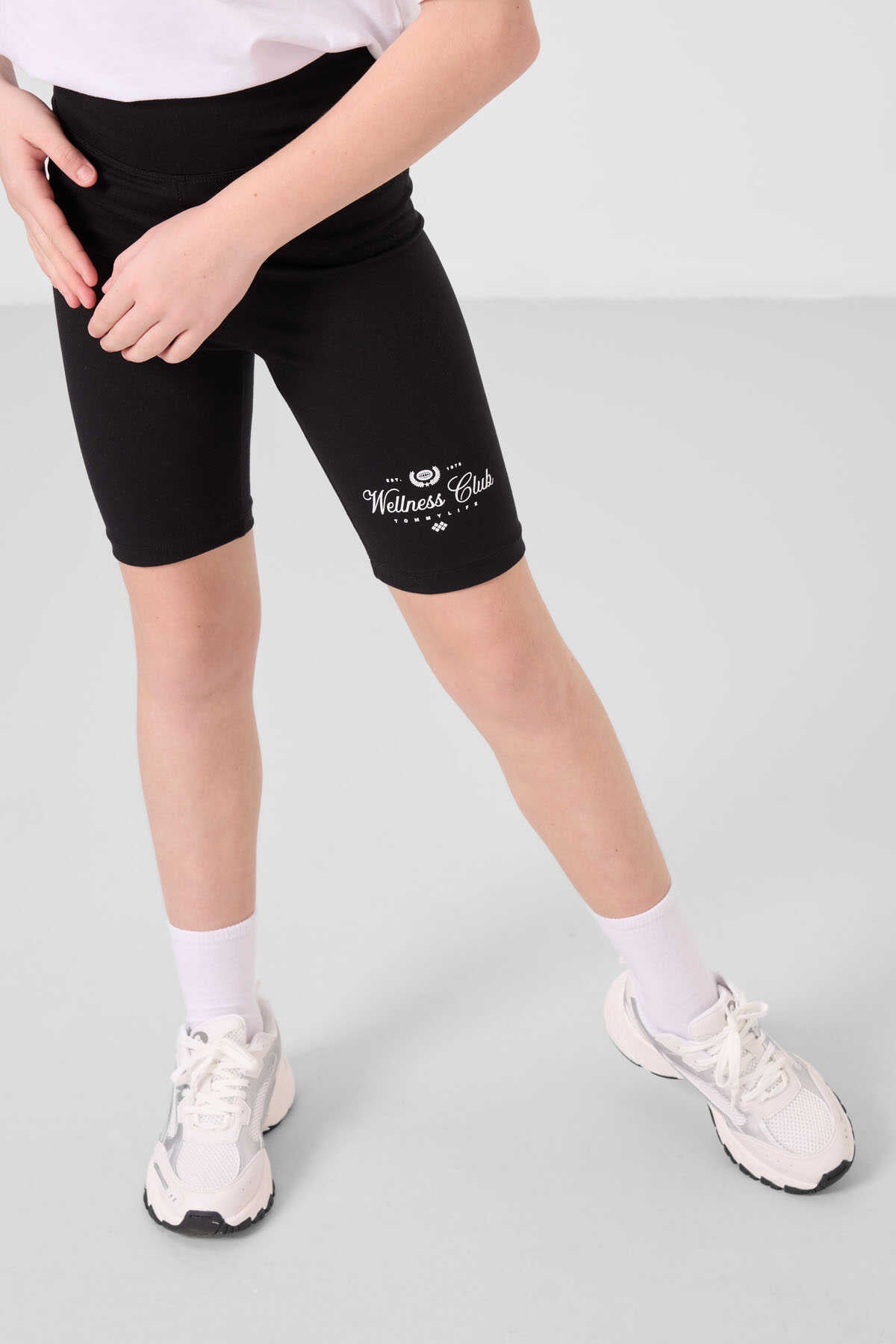 Tommylife Wholesale Cotton Crew Neck Standard Fit Printed Girls' Legging Set 75190 White Black